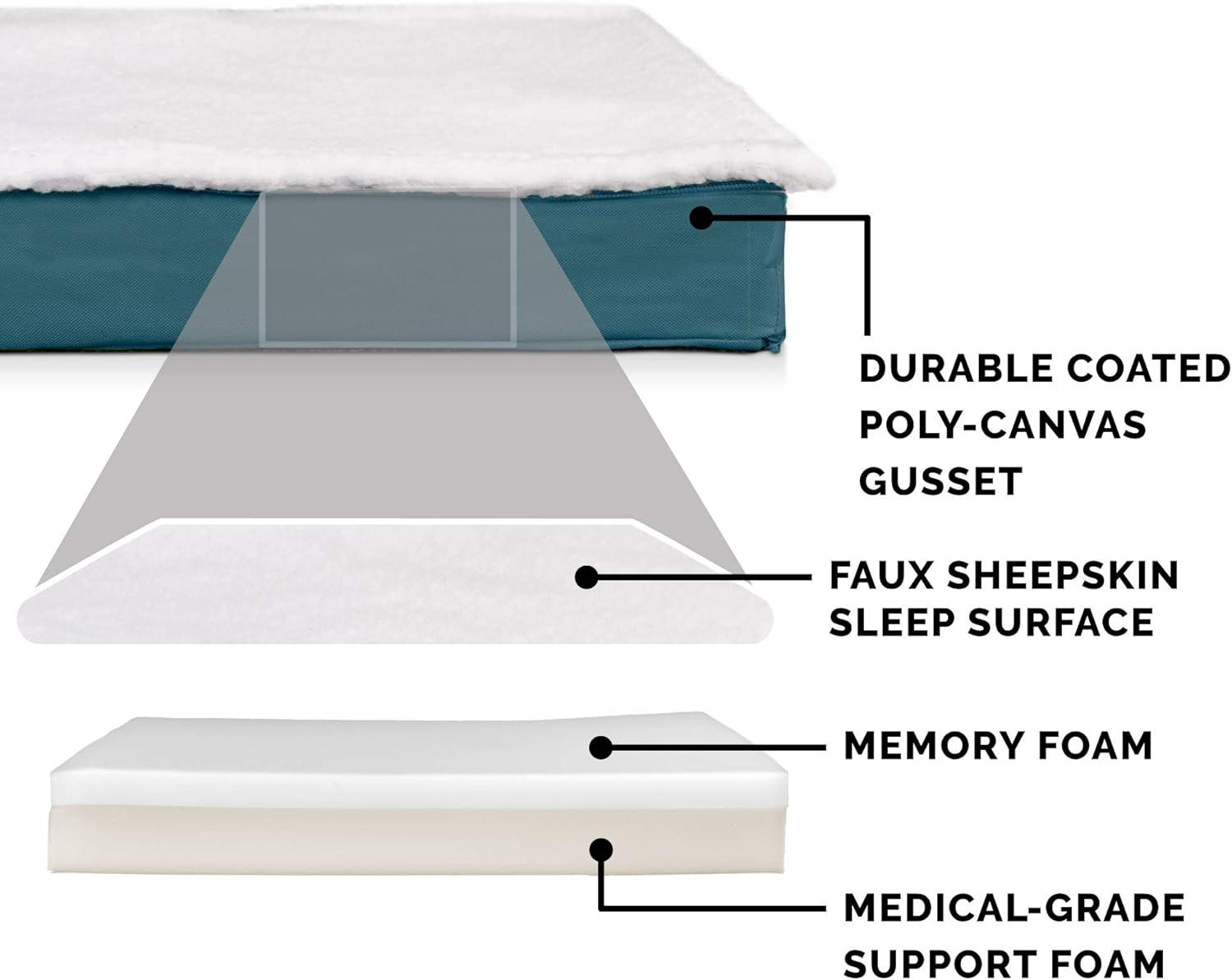 imageFurhaven Memory Foam Dog Bed for Large Dogs w Removable Washable Cover For Dogs Up to 95 lbs Ultra Plush Faux Fur ampamp Suede Mattress Chocolate JumboXLConvertible Sherpa Top Marine Blue