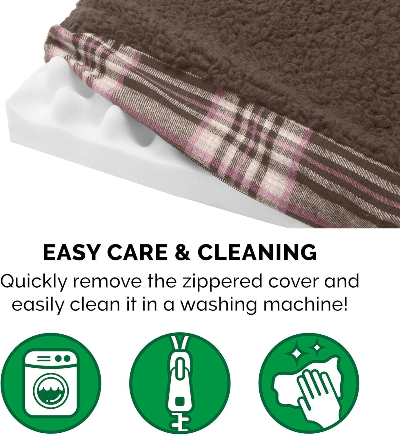imageFurhaven Memory Foam Dog Bed for Large Dogs w Removable Washable Cover For Dogs Up to 95 lbs Ultra Plush Faux Fur ampamp Suede Mattress Chocolate JumboXLSherpa Plaid Flannel Java Brown