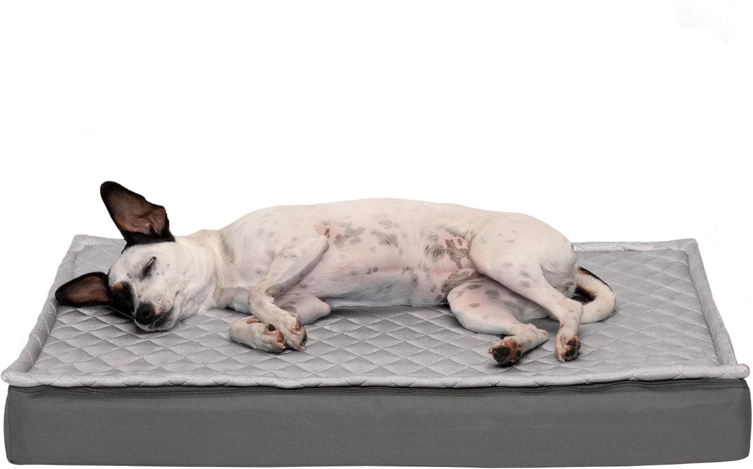imageFurhaven Memory Foam Dog Bed for Large Dogs w Removable Washable Cover For Dogs Up to 95 lbs Ultra Plush Faux Fur ampamp Suede Mattress Chocolate JumboXLConvertible Quilt Top Gray