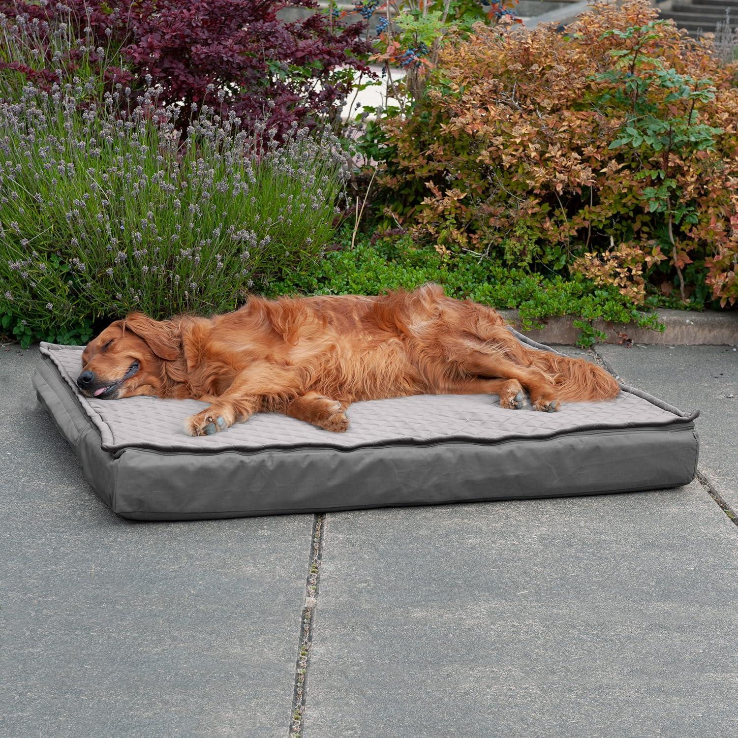 imageFurhaven Memory Foam Dog Bed for Large Dogs w Removable Washable Cover For Dogs Up to 95 lbs Ultra Plush Faux Fur ampamp Suede Mattress Chocolate JumboXLConvertible Quilt Top Gray