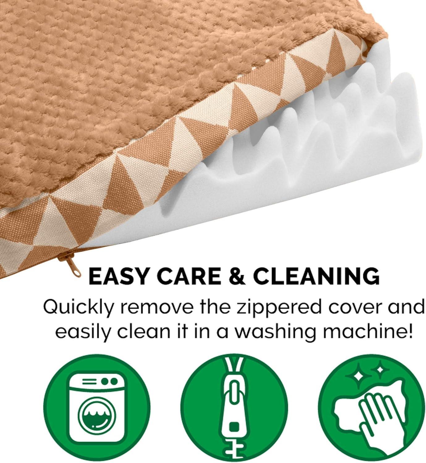 imageFurhaven Memory Foam Dog Bed for Large Dogs w Removable Washable Cover For Dogs Up to 95 lbs Ultra Plush Faux Fur ampamp Suede Mattress Chocolate JumboXLPlush Kilim Pyramid Latte