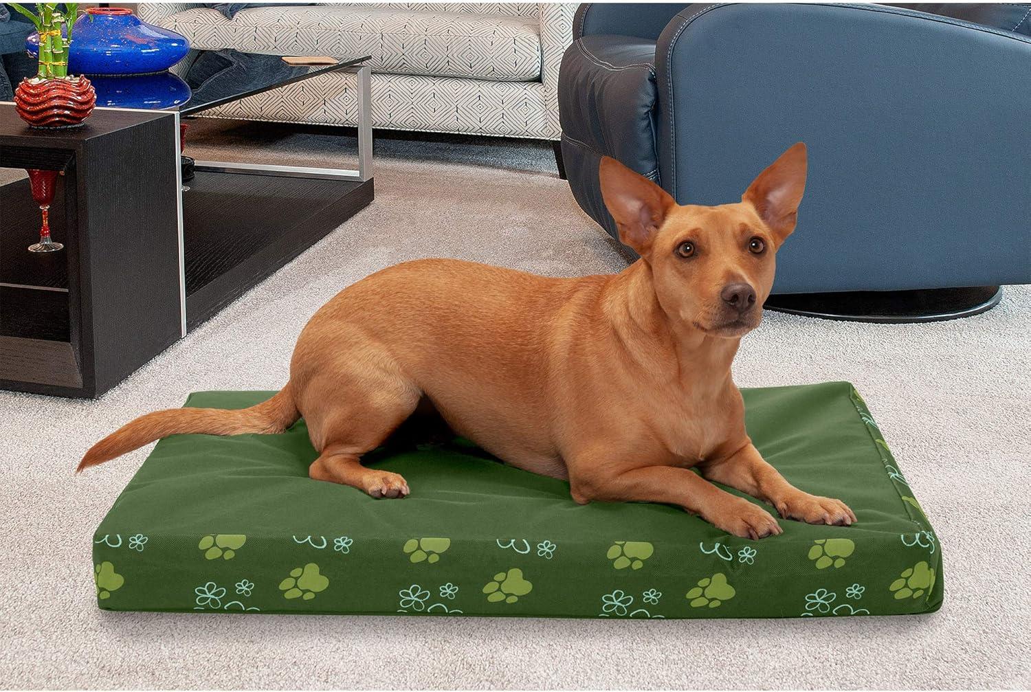imageFurhaven WaterResistant Memory Foam Dog Bed for Large Dogs w Removable Quilt Top ampamp Washable Cover For Dogs Up to 95 lbs IndoorOutdoor Quilt Top Convertible Mattress Gray JumboXLWaterResistant Garden Print Jungle Green