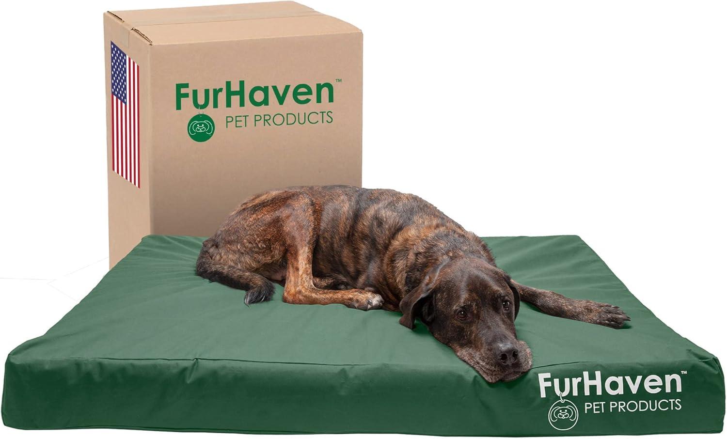 imageFurhaven WaterResistant Memory Foam Dog Bed for Large Dogs w Removable Quilt Top ampamp Washable Cover For Dogs Up to 95 lbs IndoorOutdoor Quilt Top Convertible Mattress Gray JumboXLWaterResistant Logo Print Forest