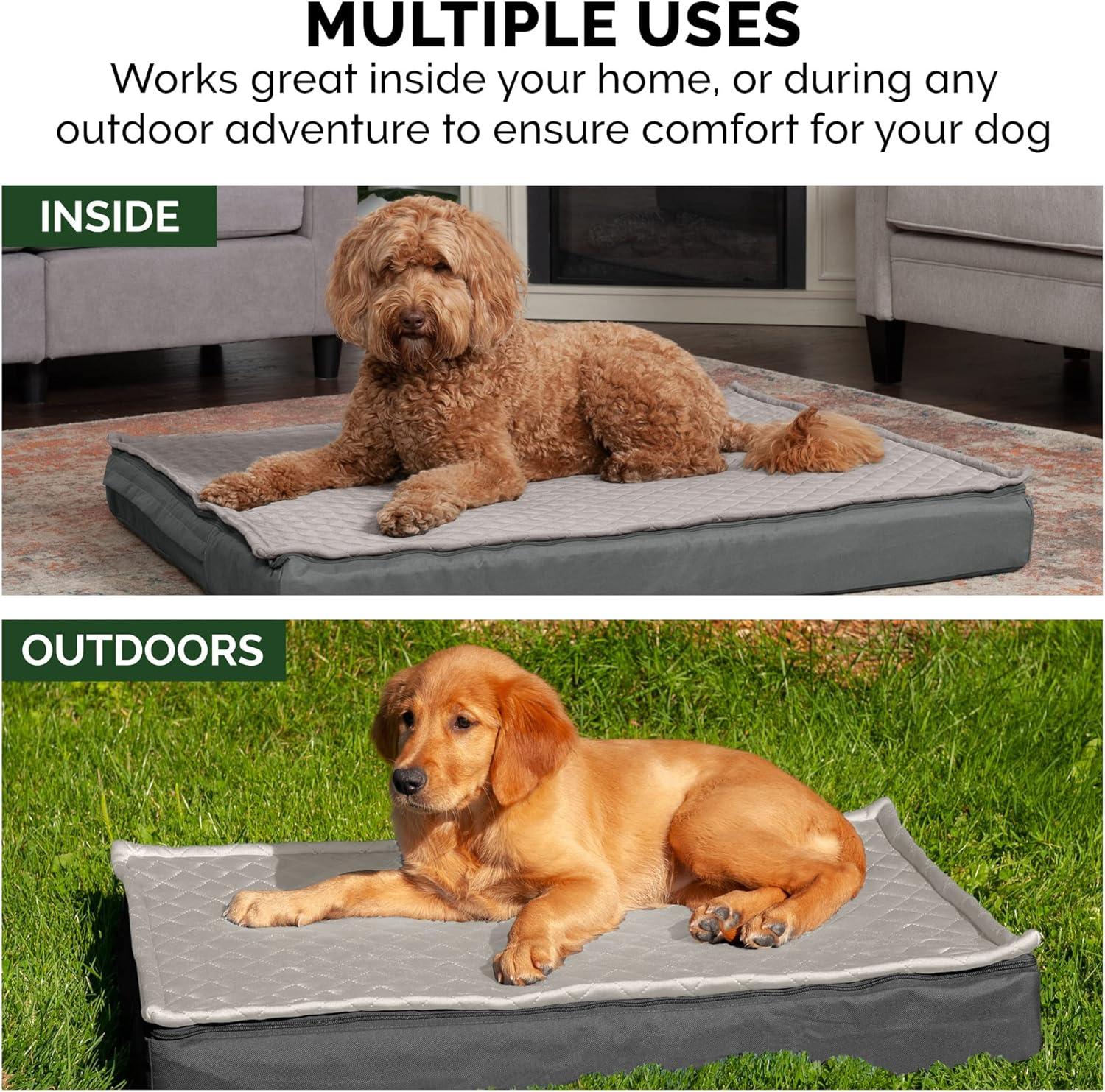 imageFurhaven WaterResistant Memory Foam Dog Bed for Large Dogs w Removable Quilt Top ampamp Washable Cover For Dogs Up to 95 lbs IndoorOutdoor Quilt Top Convertible Mattress Gray JumboXLConvertible Quilt Top Gray
