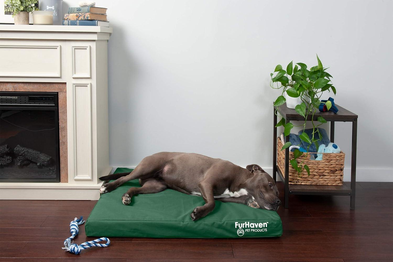 imageFurhaven WaterResistant Memory Foam Dog Bed for Large Dogs w Removable Quilt Top ampamp Washable Cover For Dogs Up to 95 lbs IndoorOutdoor Quilt Top Convertible Mattress Gray JumboXLWaterResistant Logo Print Forest