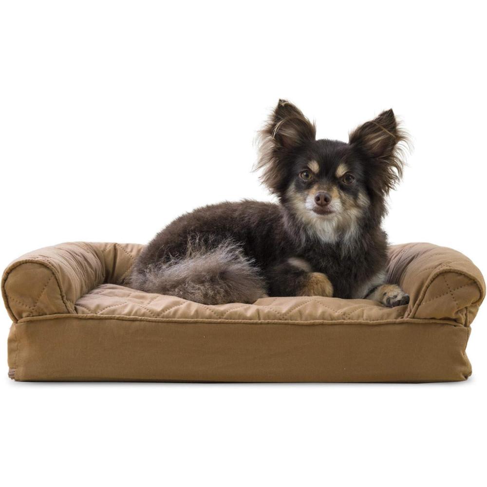 imageFurhaven Memory Foam Dog Bed for Large Dogs w Removable Bolsters ampamp Washable Cover For Dogs Up to 125 lbs Plush ampamp Suede Sofa Gray Jumbo PlusXXLToasted Brown Quilted Sofa