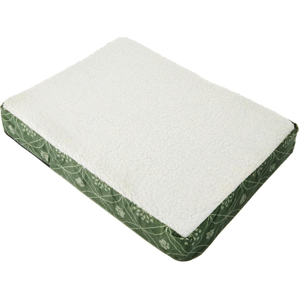 imageFurhaven Memory Foam Dog Bed for Large Dogs w Removable Washable Cover For Dogs Up to 95 lbs  Ultra Plush Faux Fur ampamp Suede Mattress  Chocolate JumboXLSherpa  Paw Print Flannel Jade Green