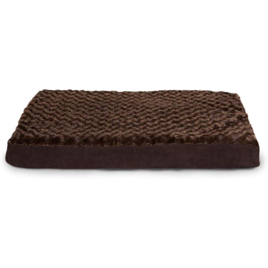 imageFurhaven Memory Foam Dog Bed for Large Dogs w Removable Washable Cover For Dogs Up to 95 lbs Ultra Plush Faux Fur ampamp Suede Mattress Chocolate JumboXLUltra Plush Curly Faux Fur Chocolate