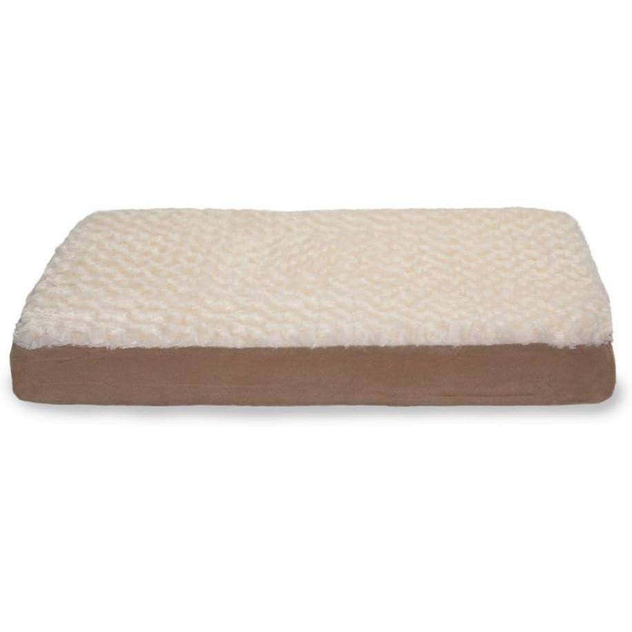 imageFurhaven Memory Foam Dog Bed for Large Dogs w Removable Washable Cover For Dogs Up to 95 lbs Ultra Plush Faux Fur ampamp Suede Mattress Chocolate JumboXLUltra Plush Curly Faux Fur Cream