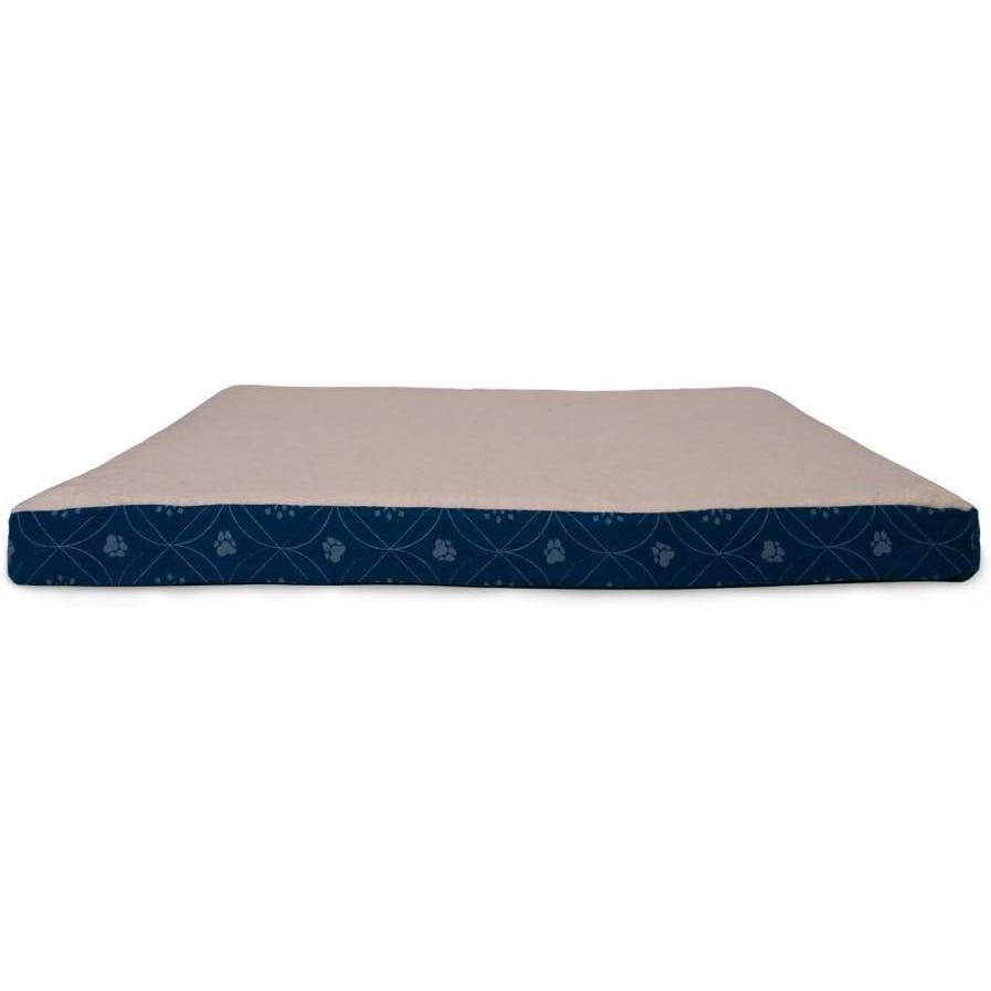 imageFurhaven Memory Foam Dog Bed for Large Dogs w Removable Washable Cover For Dogs Up to 95 lbs Ultra Plush Faux Fur ampamp Suede Mattress Chocolate JumboXLSherpa Paw Print Flannel Twilight Blue