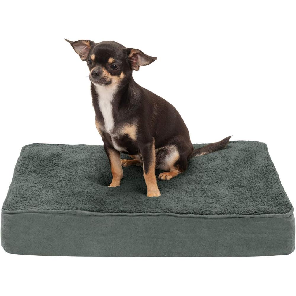 imageFurhaven Memory Foam Dog Bed for Large Dogs w Removable Washable Cover For Dogs Up to 95 lbs Ultra Plush Faux Fur ampamp Suede Mattress Chocolate JumboXLTerry Suede Forest