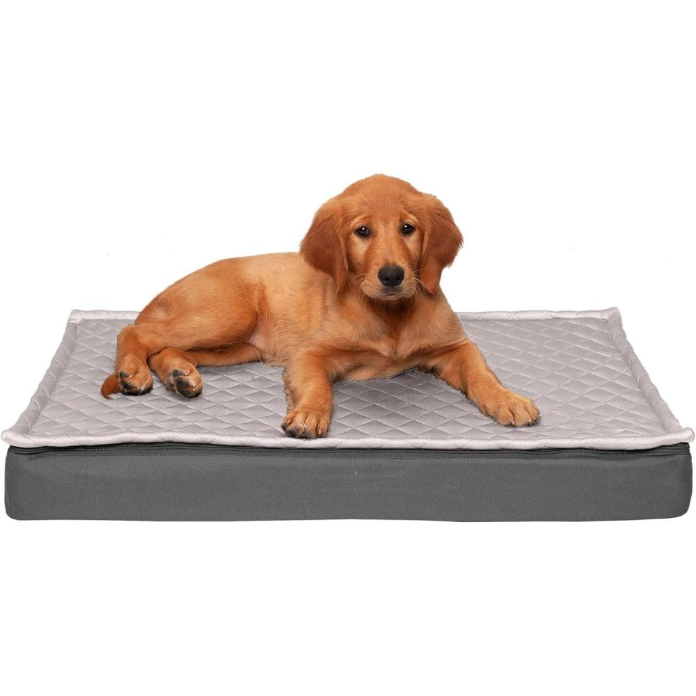imageFurhaven Memory Foam Dog Bed for Large Dogs w Removable Washable Cover For Dogs Up to 95 lbs  Ultra Plush Faux Fur ampamp Suede Mattress  Chocolate JumboXLConvertible Quilt Top Gray