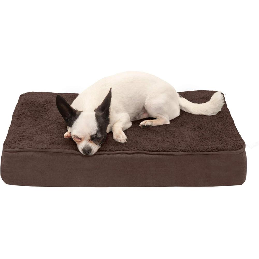 imageFurhaven Memory Foam Dog Bed for Large Dogs w Removable Washable Cover For Dogs Up to 95 lbs Ultra Plush Faux Fur ampamp Suede Mattress Chocolate JumboXLTerry Suede Espresso