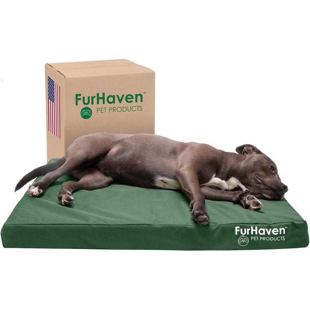 imageFurhaven WaterResistant Memory Foam Dog Bed for Large Dogs w Removable Quilt Top ampamp Washable Cover For Dogs Up to 95 lbs IndoorOutdoor Quilt Top Convertible Mattress Gray JumboXLWaterResistant Logo Print Forest
