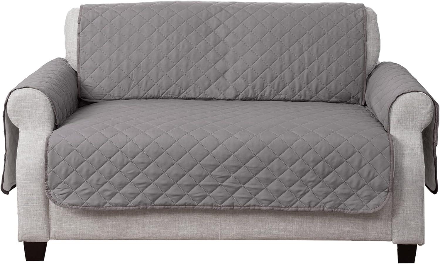 imageFurhaven WaterResistant ampamp Reversible Chair Cover Protector for Dogs Cats ampamp Children TwoTone Pinsonic Quilted Living Room Furniture Cover GrayMist ChairGrayMist