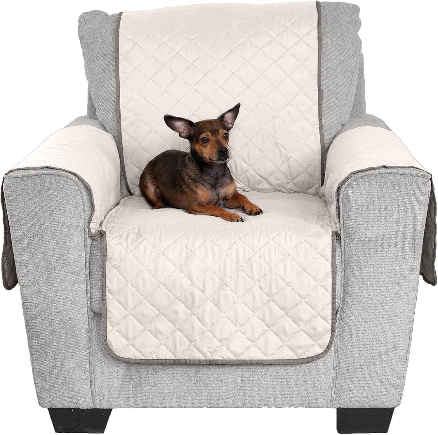 imageFurhaven WaterResistant ampamp Reversible Chair Cover Protector for Dogs Cats ampamp Children TwoTone Pinsonic Quilted Living Room Furniture Cover GrayMist ChairGrayMist