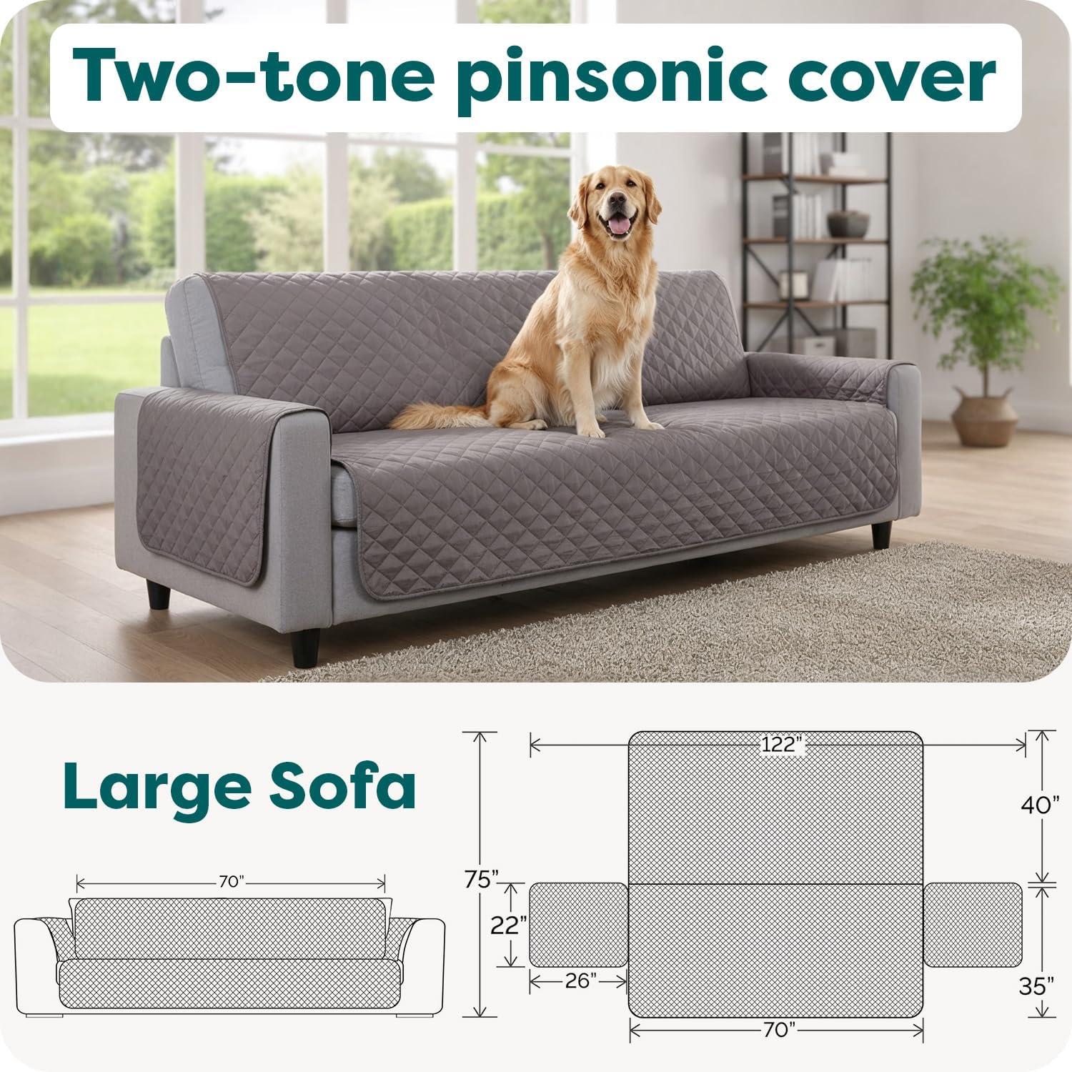 imageFurhaven WaterResistant ampamp Reversible Chair Cover Protector for Dogs Cats ampamp Children TwoTone Pinsonic Quilted Living Room Furniture Cover GrayMist ChairGrayMist