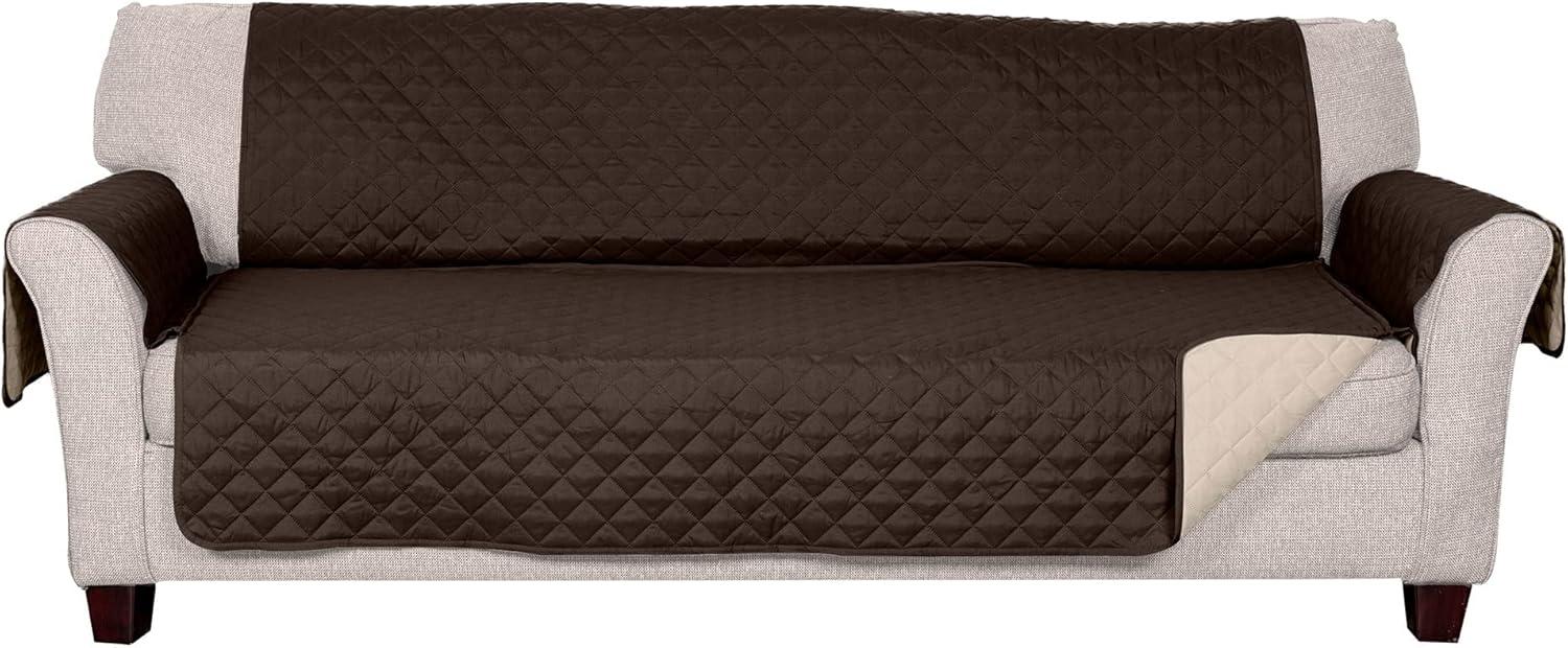imageFurhaven WaterResistant ampamp Reversible Chair Cover Protector for Dogs Cats ampamp Children TwoTone Pinsonic Quilted Living Room Furniture Cover GrayMist ChairEspressoClay