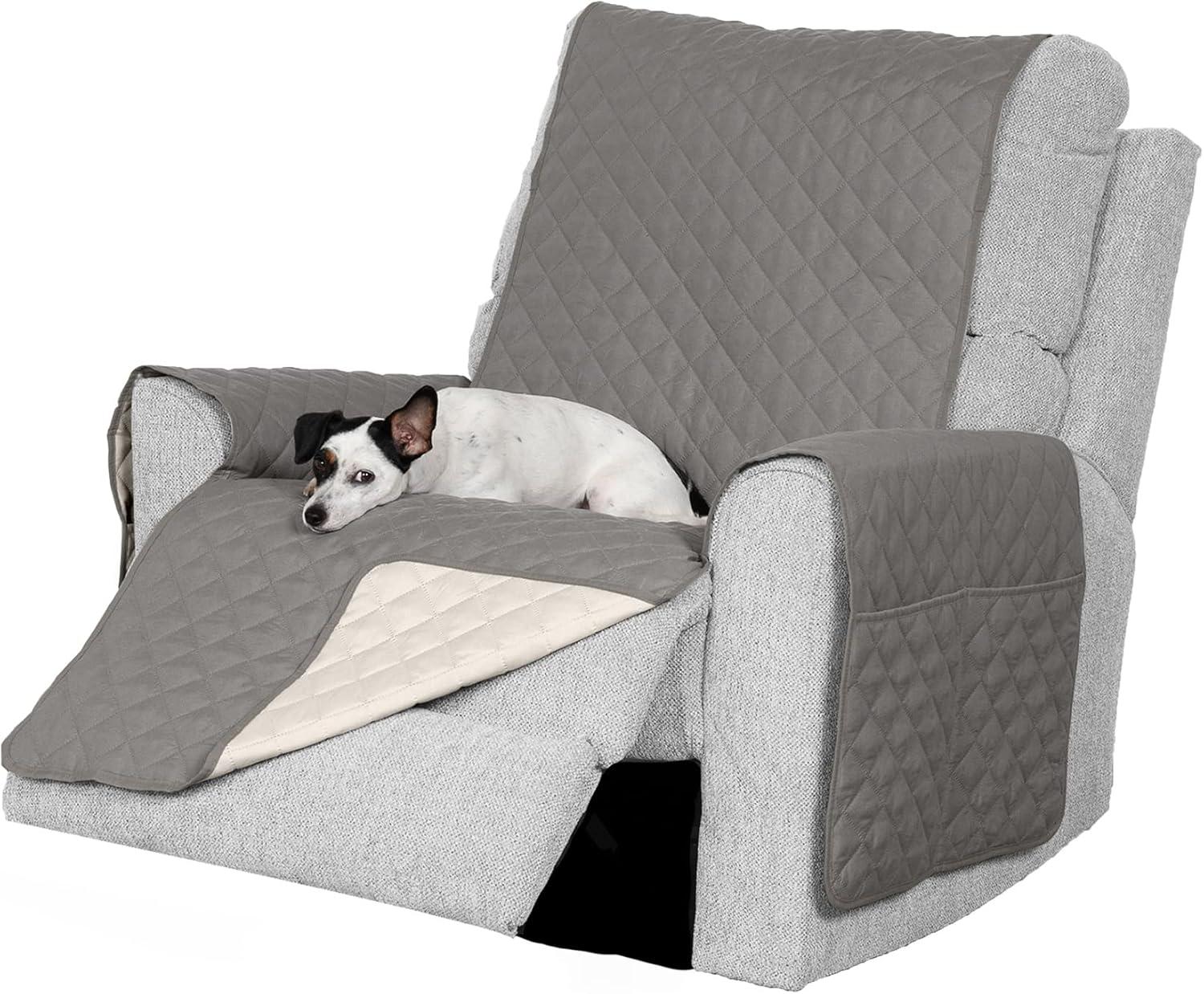 imageFurhaven WaterResistant ampamp Reversible Chair Cover Protector for Dogs Cats ampamp Children TwoTone Pinsonic Quilted Living Room Furniture Cover GrayMist ChairGrayMist