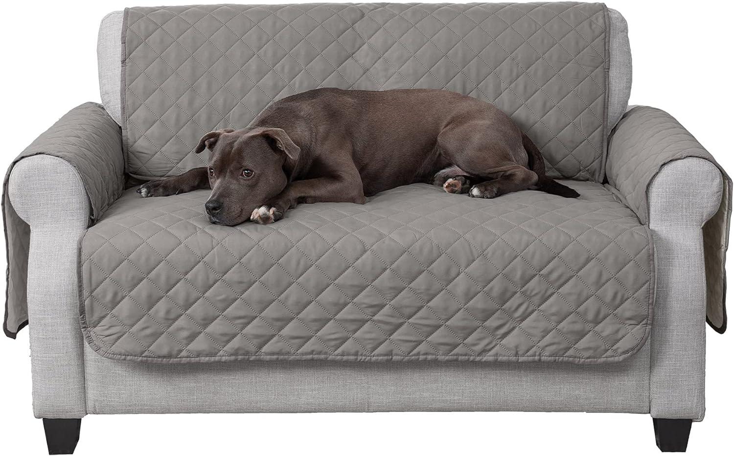 imageFurhaven WaterResistant ampamp Reversible Chair Cover Protector for Dogs Cats ampamp Children TwoTone Pinsonic Quilted Living Room Furniture Cover GrayMist ChairGrayMist
