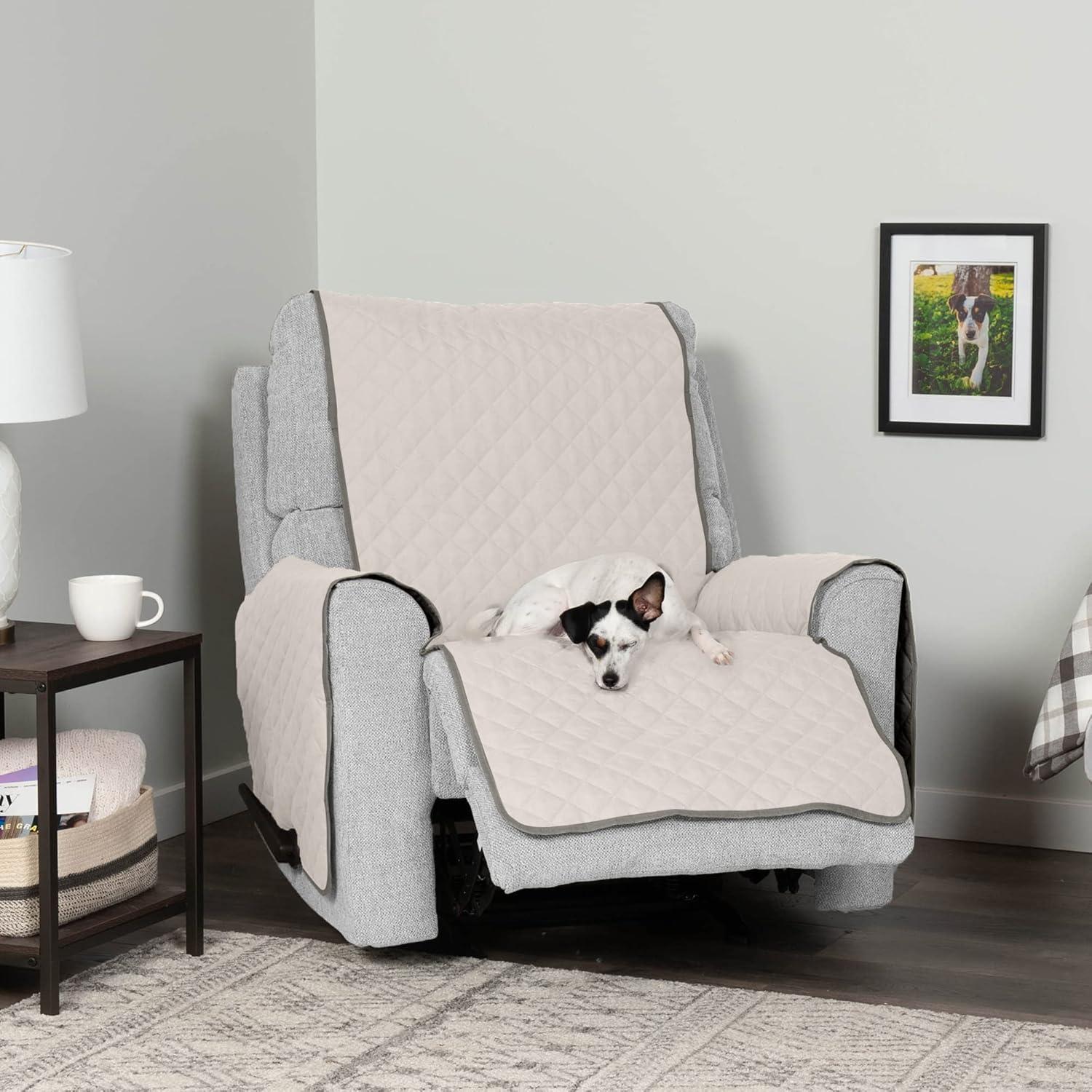 imageFurhaven WaterResistant ampamp Reversible Chair Cover Protector for Dogs Cats ampamp Children TwoTone Pinsonic Quilted Living Room Furniture Cover GrayMist ChairGrayMist