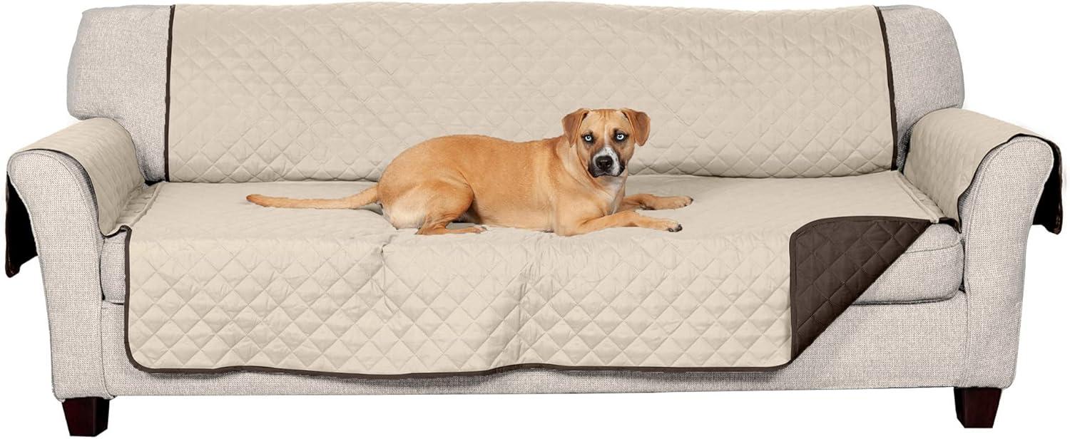 imageFurhaven WaterResistant ampamp Reversible Chair Cover Protector for Dogs Cats ampamp Children TwoTone Pinsonic Quilted Living Room Furniture Cover GrayMist ChairEspressoClay