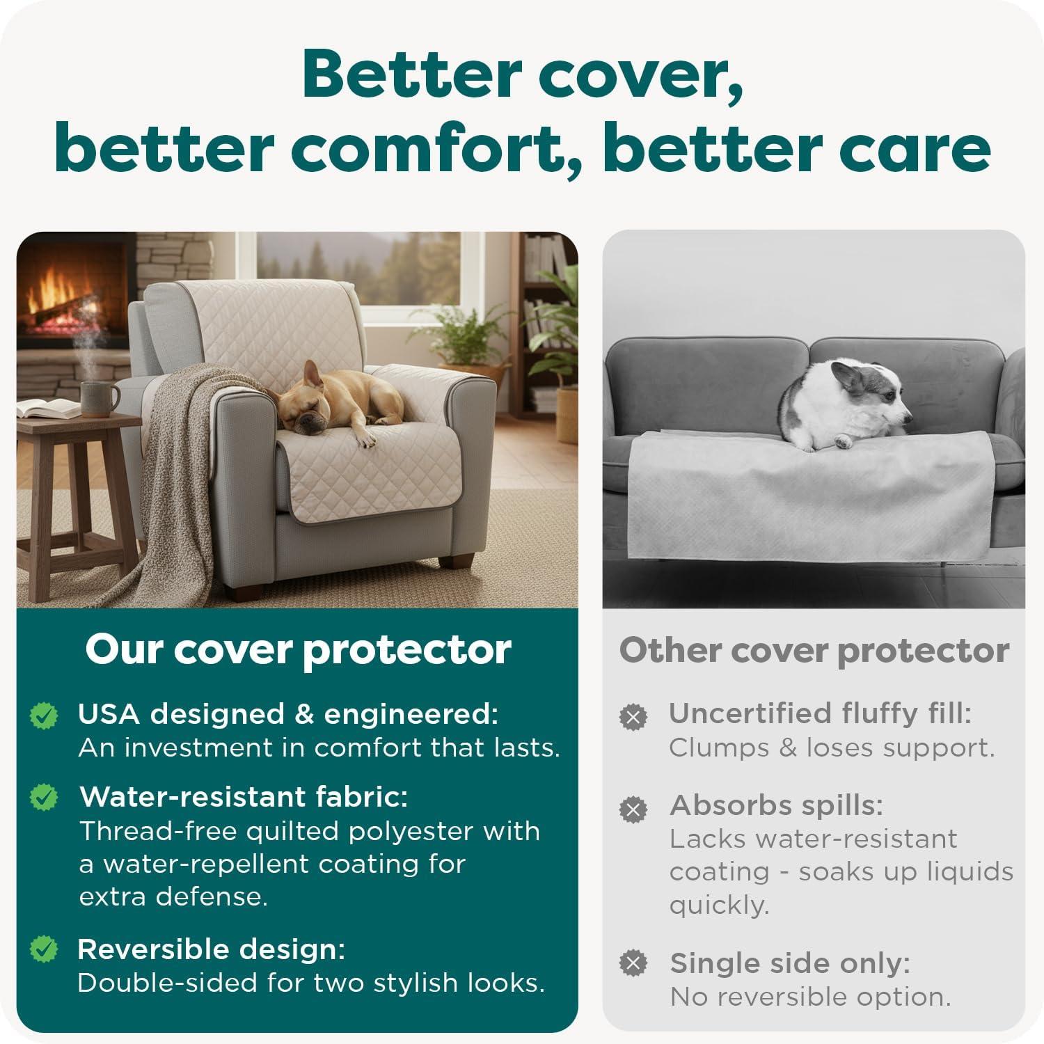 imageFurhaven WaterResistant ampamp Reversible Chair Cover Protector for Dogs Cats ampamp Children TwoTone Pinsonic Quilted Living Room Furniture Cover GrayMist ChairGrayMist