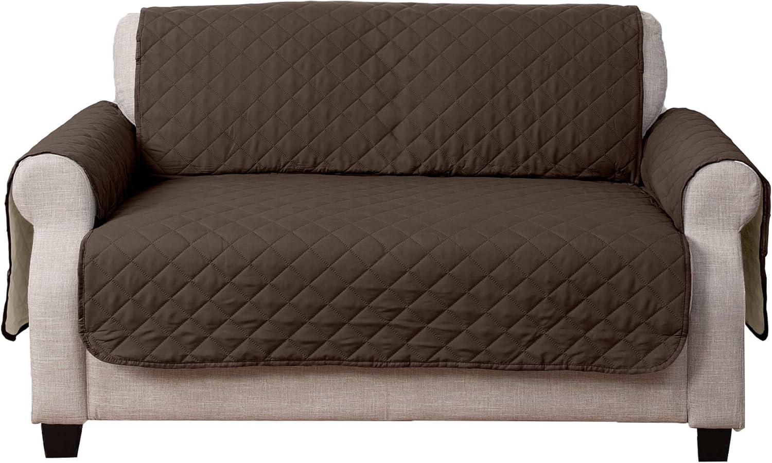 imageFurhaven WaterResistant ampamp Reversible Chair Cover Protector for Dogs Cats ampamp Children TwoTone Pinsonic Quilted Living Room Furniture Cover GrayMist ChairEspressoClay