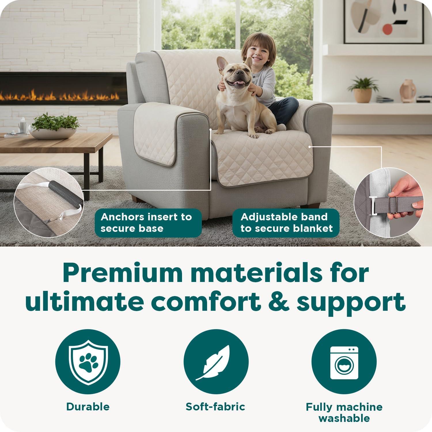 imageFurhaven WaterResistant ampamp Reversible Chair Cover Protector for Dogs Cats ampamp Children TwoTone Pinsonic Quilted Living Room Furniture Cover GrayMist ChairGrayMist