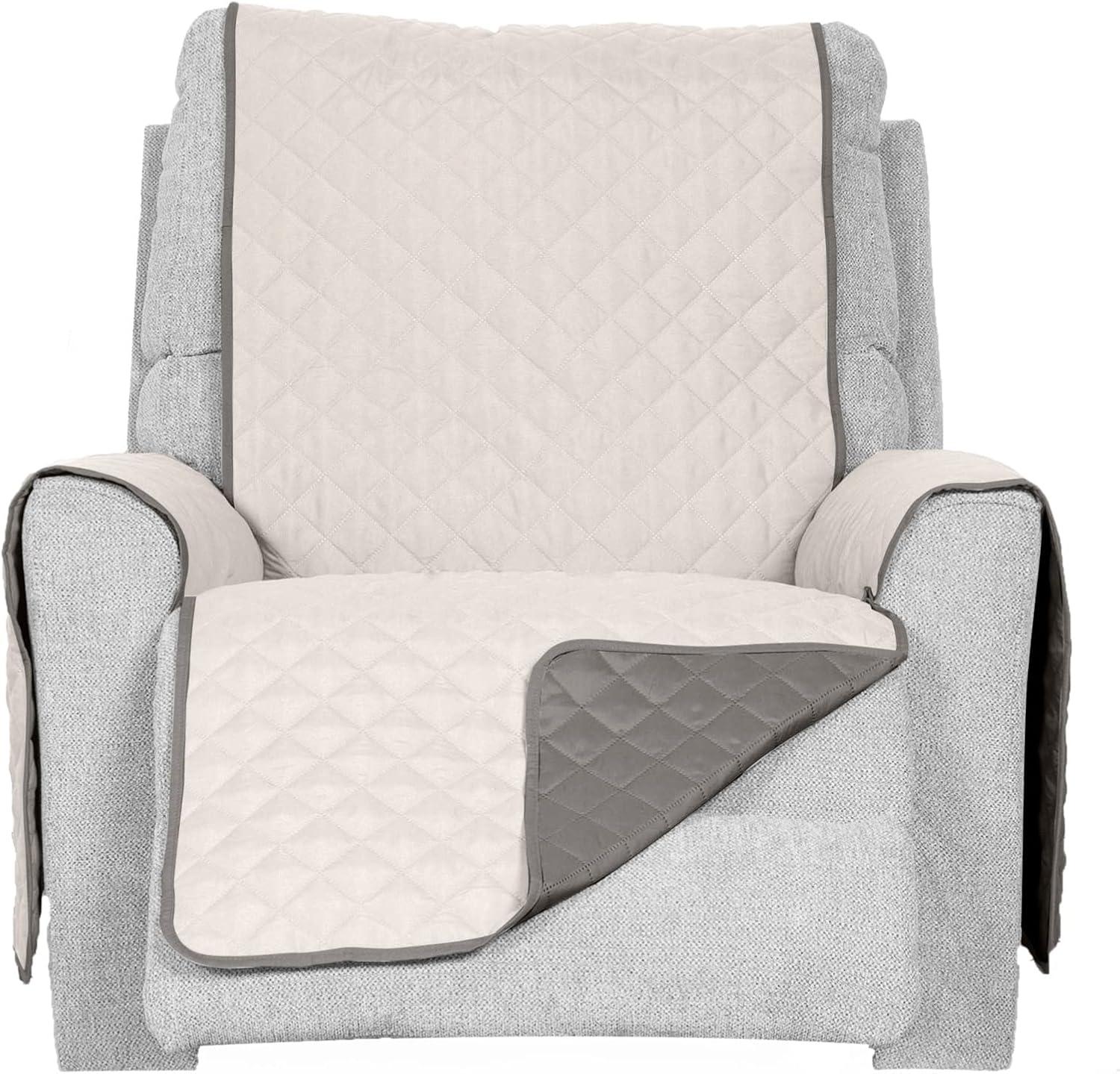 imageFurhaven WaterResistant ampamp Reversible Chair Cover Protector for Dogs Cats ampamp Children TwoTone Pinsonic Quilted Living Room Furniture Cover GrayMist ChairGrayMist