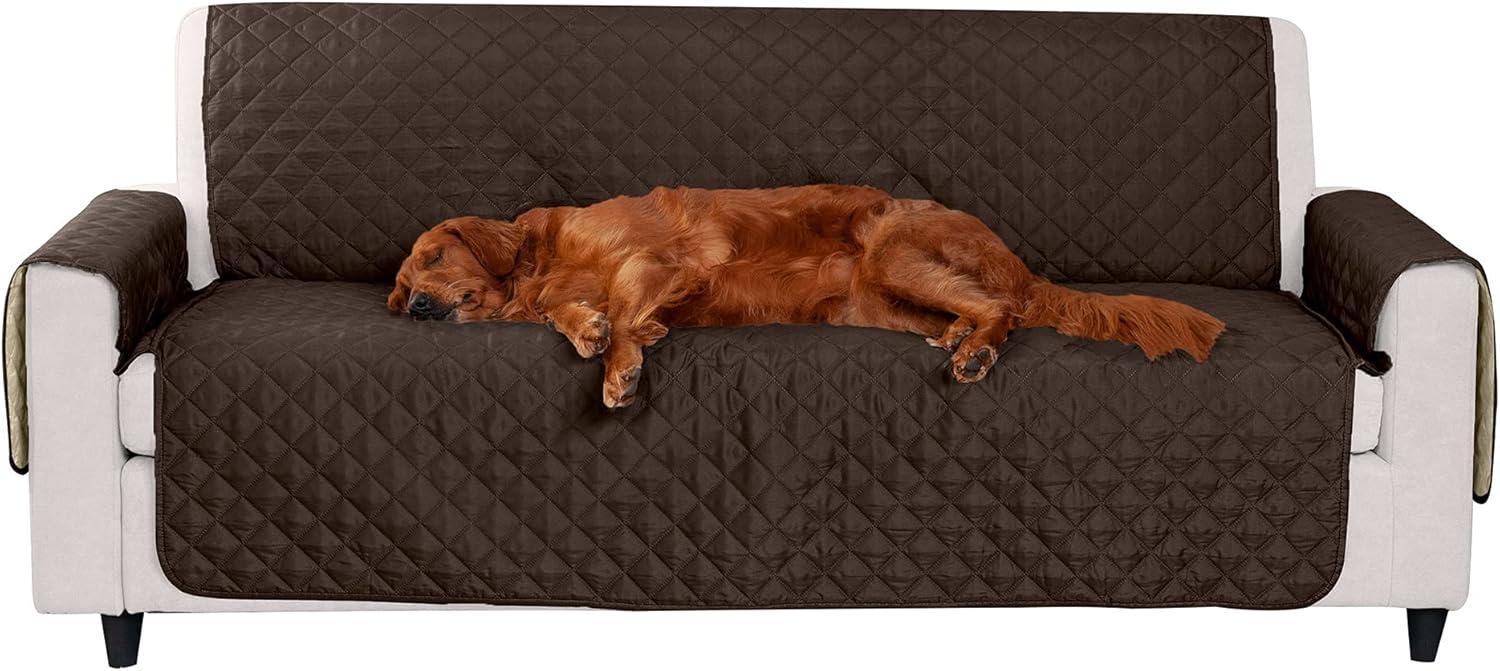 imageFurhaven WaterResistant ampamp Reversible Chair Cover Protector for Dogs Cats ampamp Children TwoTone Pinsonic Quilted Living Room Furniture Cover GrayMist ChairEspressoClay