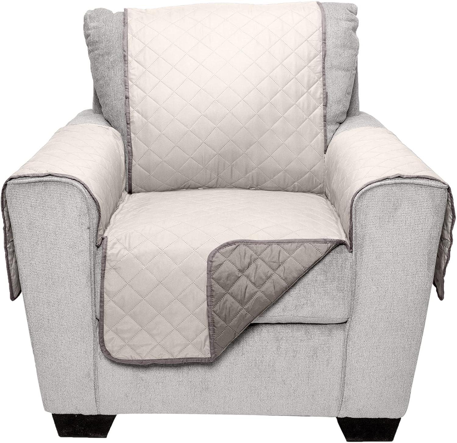imageFurhaven WaterResistant ampamp Reversible Chair Cover Protector for Dogs Cats ampamp Children TwoTone Pinsonic Quilted Living Room Furniture Cover GrayMist ChairGrayMist