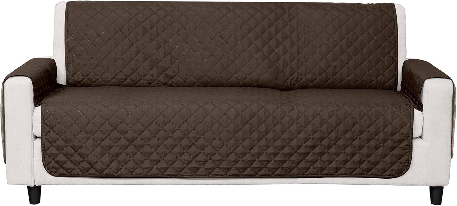 imageFurhaven WaterResistant ampamp Reversible Chair Cover Protector for Dogs Cats ampamp Children TwoTone Pinsonic Quilted Living Room Furniture Cover GrayMist ChairEspressoClay
