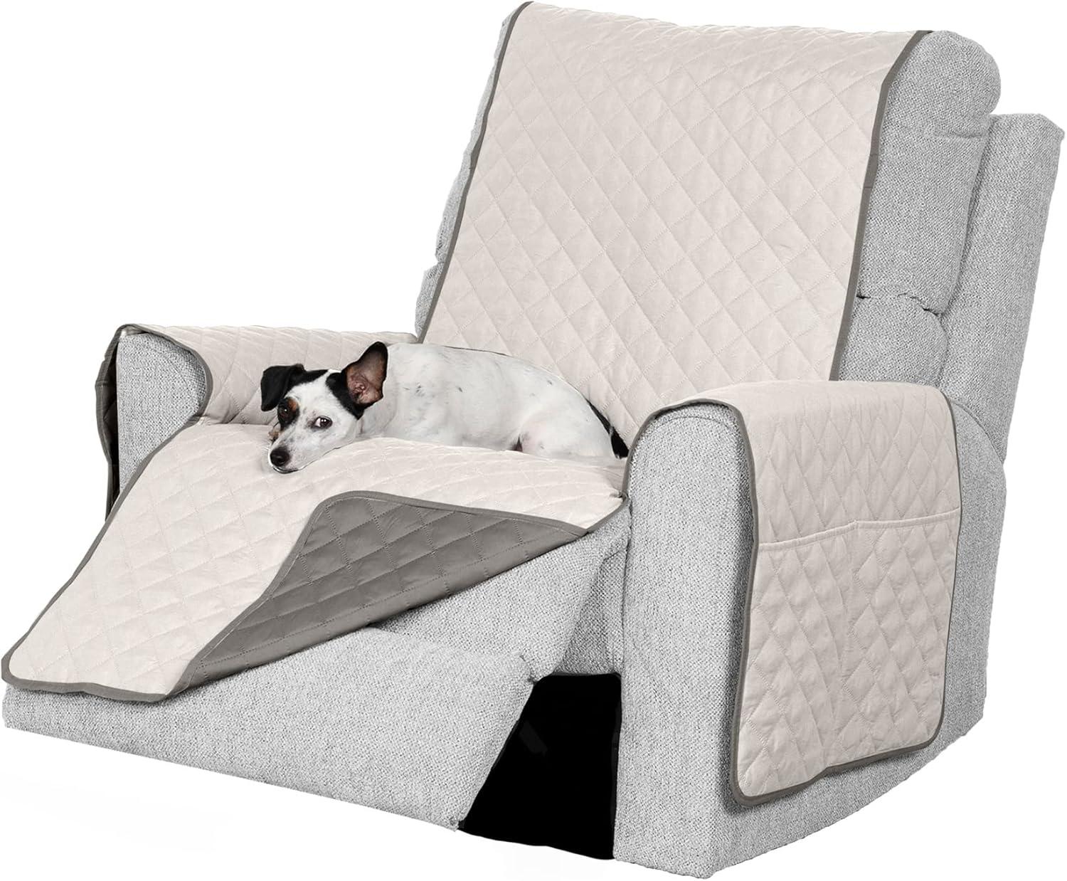 imageFurhaven WaterResistant ampamp Reversible Chair Cover Protector for Dogs Cats ampamp Children TwoTone Pinsonic Quilted Living Room Furniture Cover GrayMist ChairGrayMist