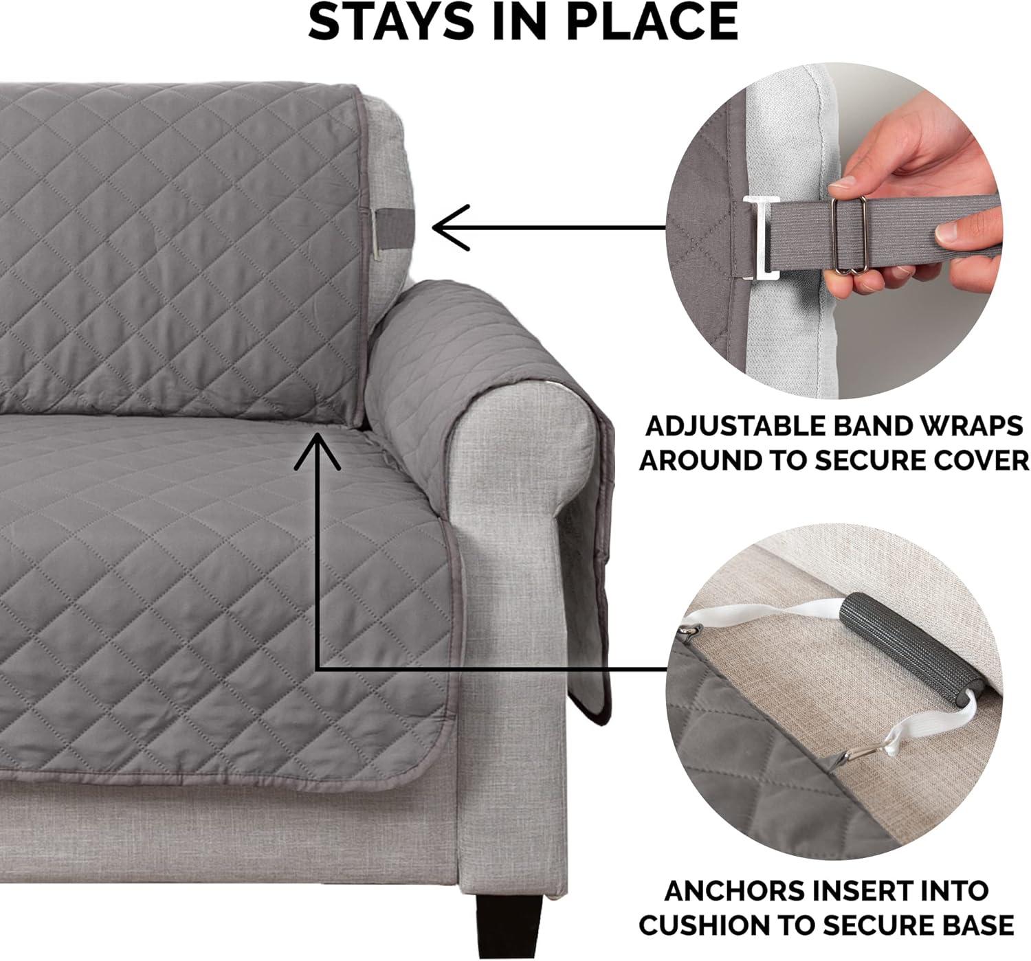 imageFurhaven WaterResistant ampamp Reversible Chair Cover Protector for Dogs Cats ampamp Children TwoTone Pinsonic Quilted Living Room Furniture Cover GrayMist ChairGrayMist