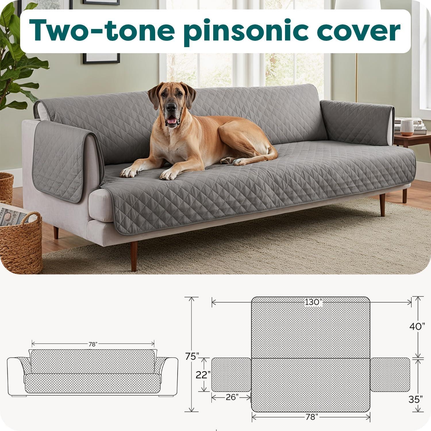 imageFurhaven WaterResistant ampamp Reversible Chair Cover Protector for Dogs Cats ampamp Children TwoTone Pinsonic Quilted Living Room Furniture Cover GrayMist ChairGrayMist