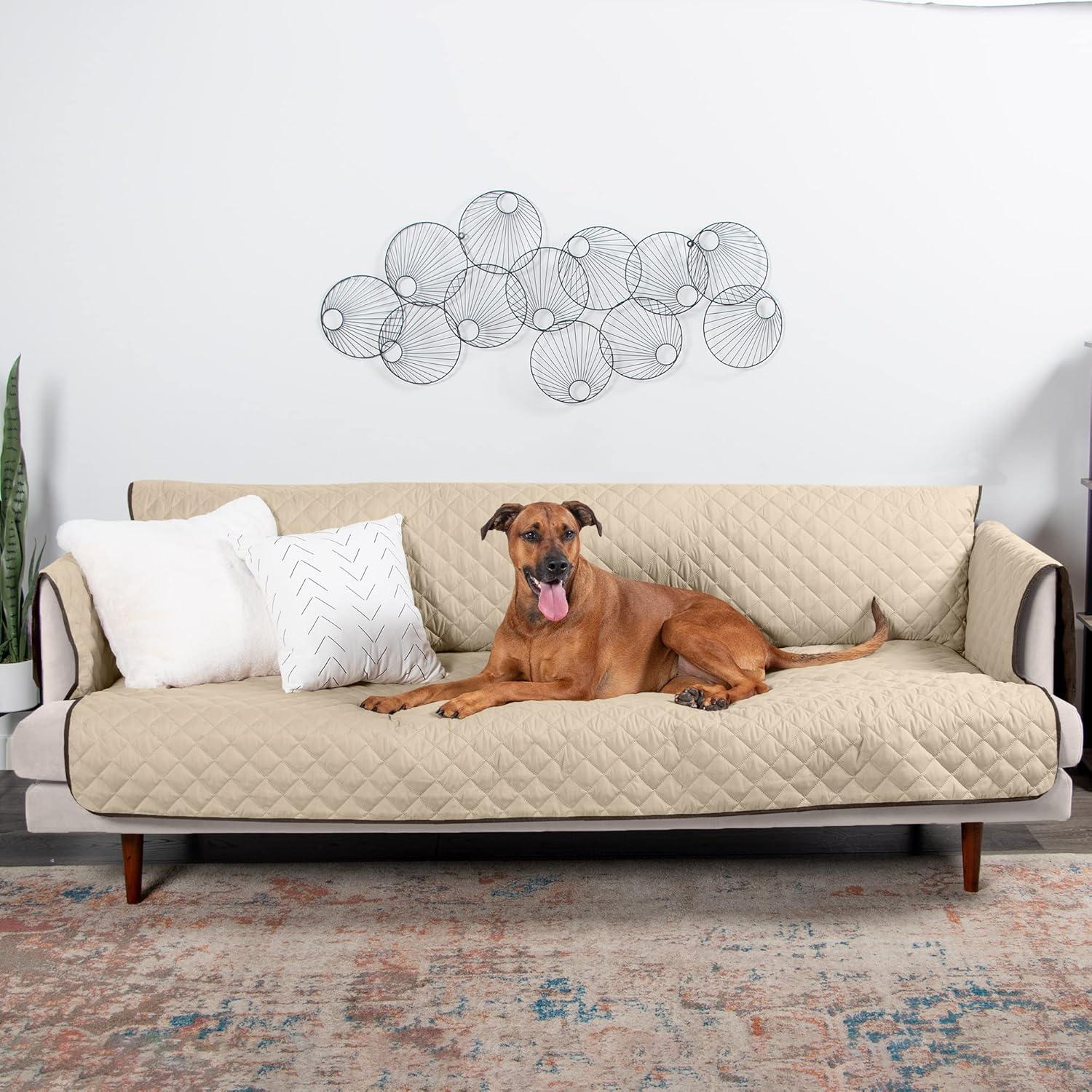 imageFurhaven WaterResistant ampamp Reversible Chair Cover Protector for Dogs Cats ampamp Children TwoTone Pinsonic Quilted Living Room Furniture Cover GrayMist ChairEspressoClay