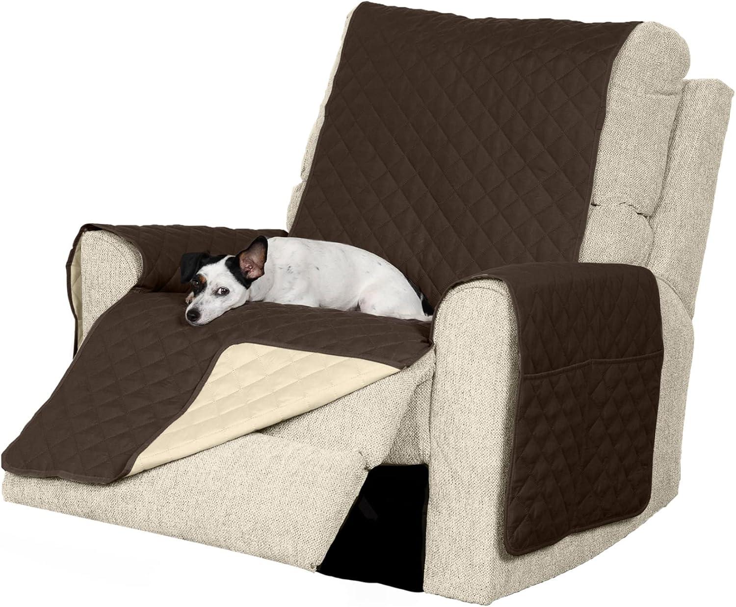 imageFurhaven WaterResistant ampamp Reversible Chair Cover Protector for Dogs Cats ampamp Children TwoTone Pinsonic Quilted Living Room Furniture Cover GrayMist ChairEspressoClay