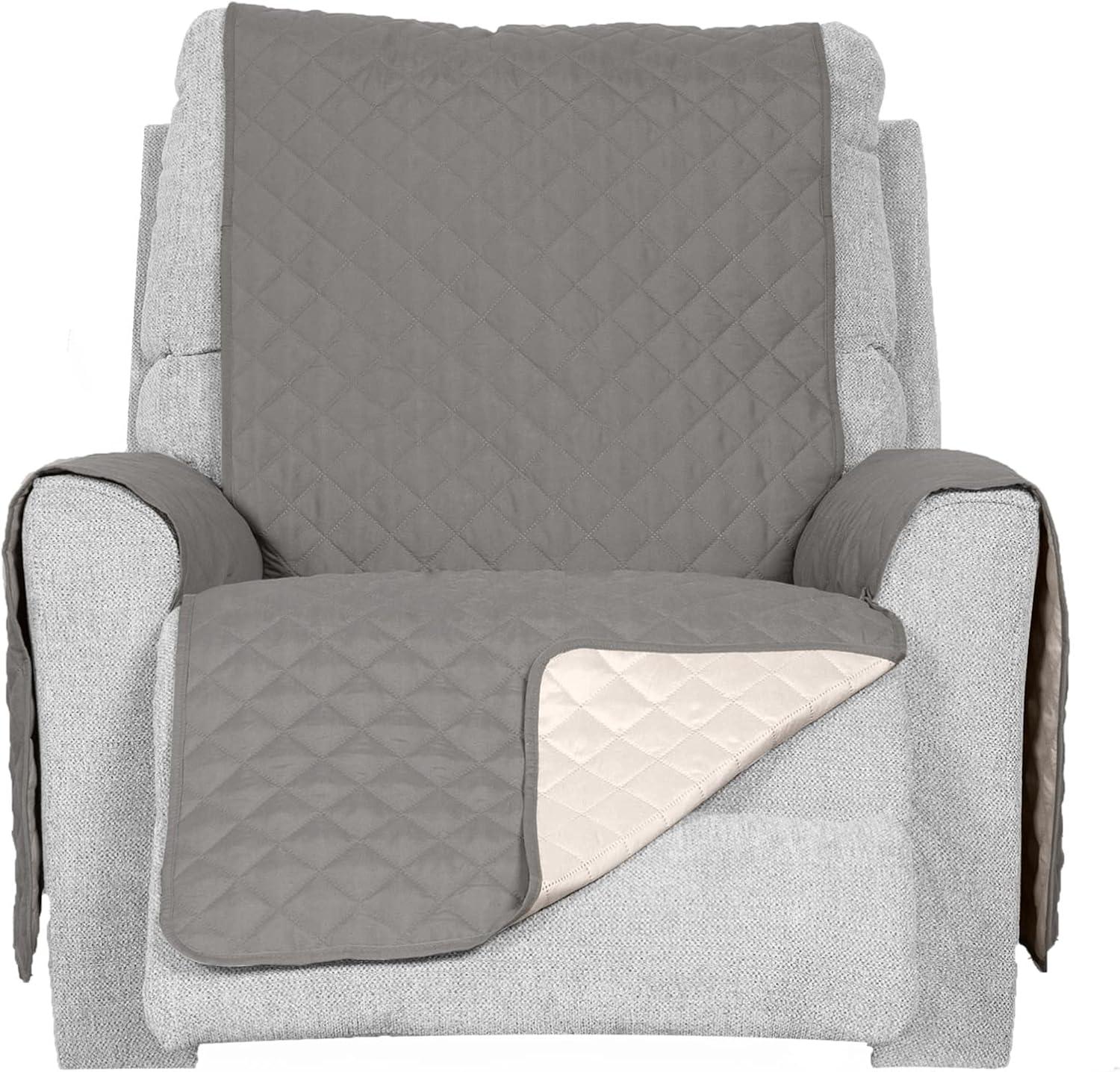imageFurhaven WaterResistant ampamp Reversible Chair Cover Protector for Dogs Cats ampamp Children TwoTone Pinsonic Quilted Living Room Furniture Cover GrayMist ChairGrayMist