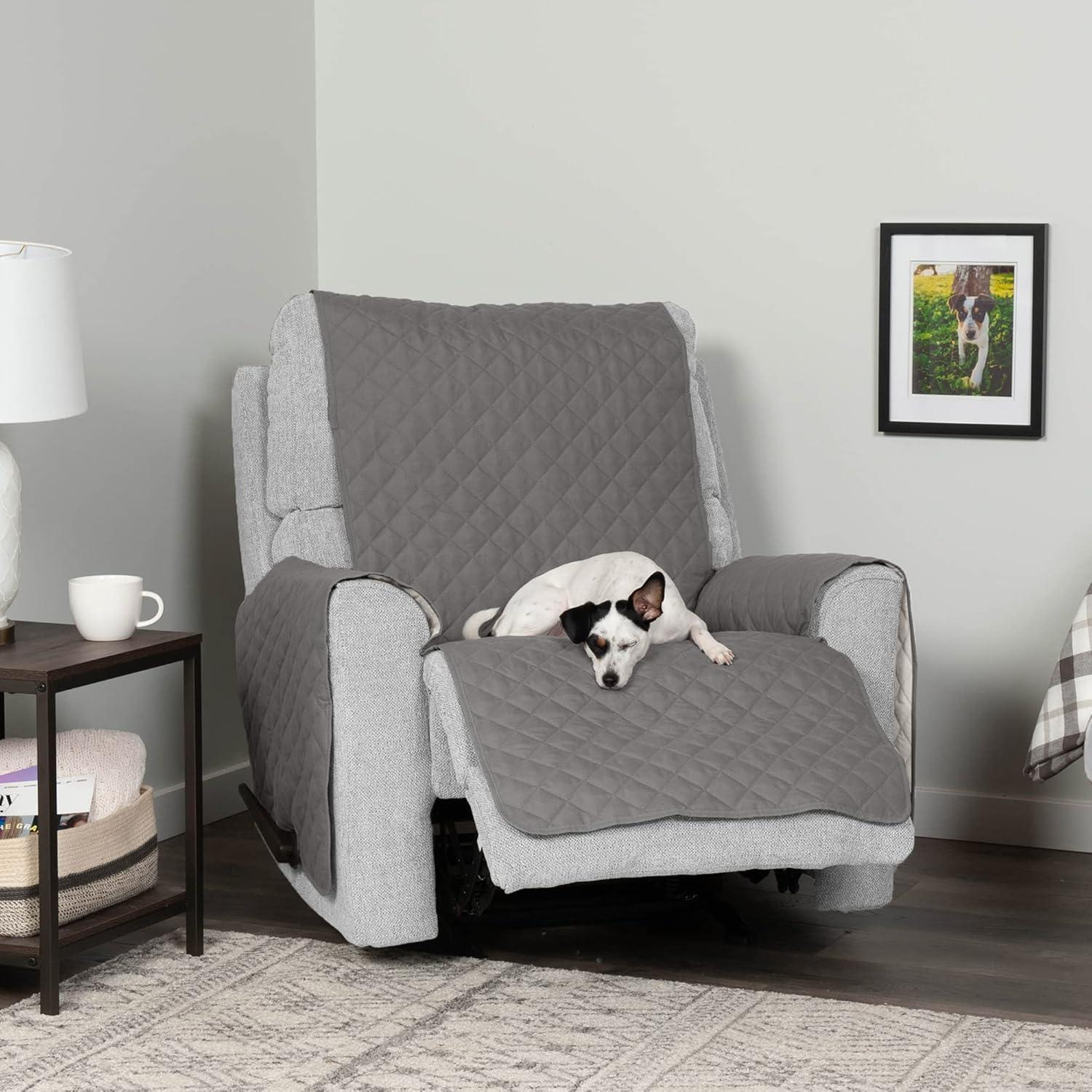 imageFurhaven WaterResistant ampamp Reversible Chair Cover Protector for Dogs Cats ampamp Children TwoTone Pinsonic Quilted Living Room Furniture Cover GrayMist ChairGrayMist