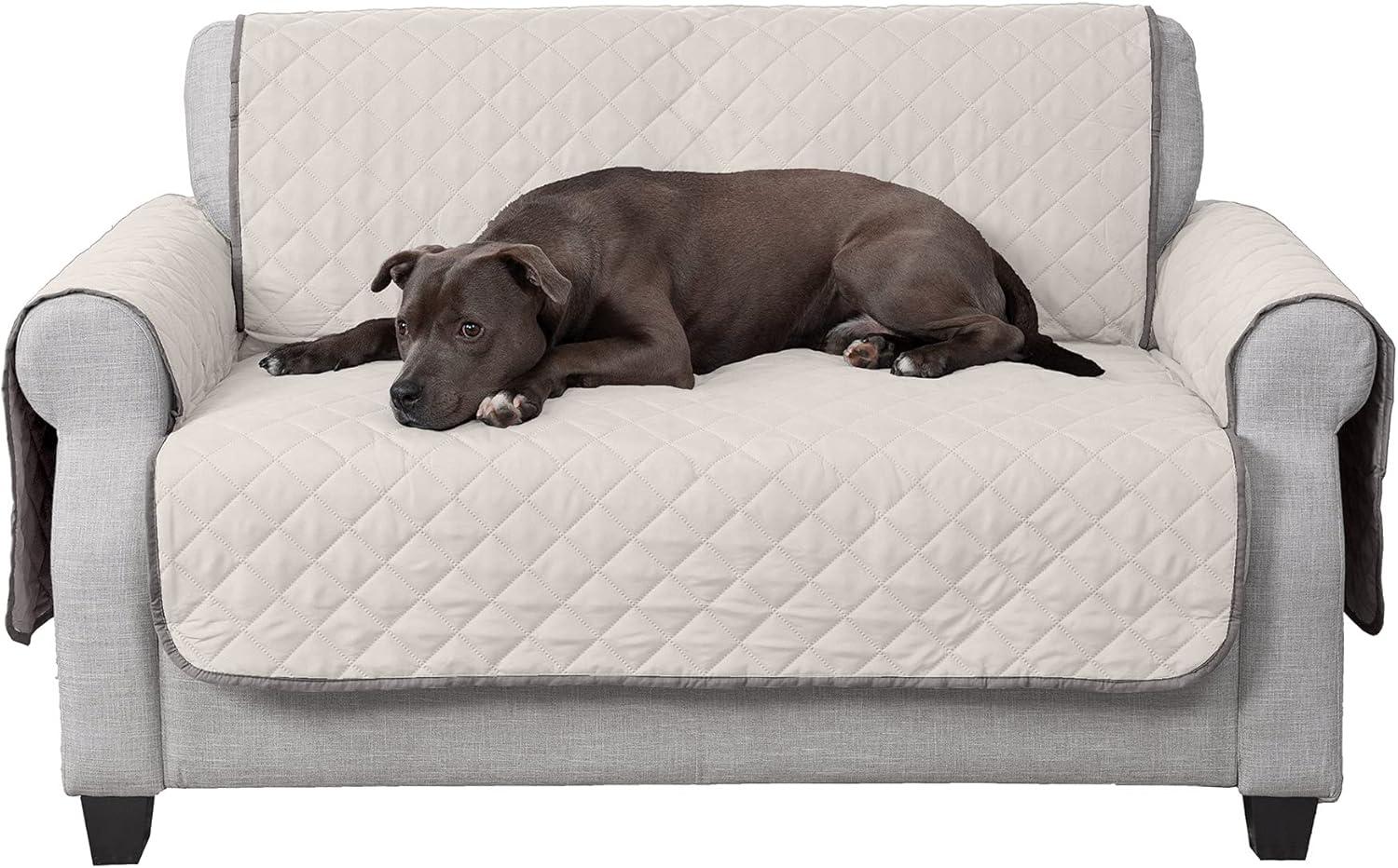 imageFurhaven WaterResistant ampamp Reversible Chair Cover Protector for Dogs Cats ampamp Children TwoTone Pinsonic Quilted Living Room Furniture Cover GrayMist ChairGrayMist