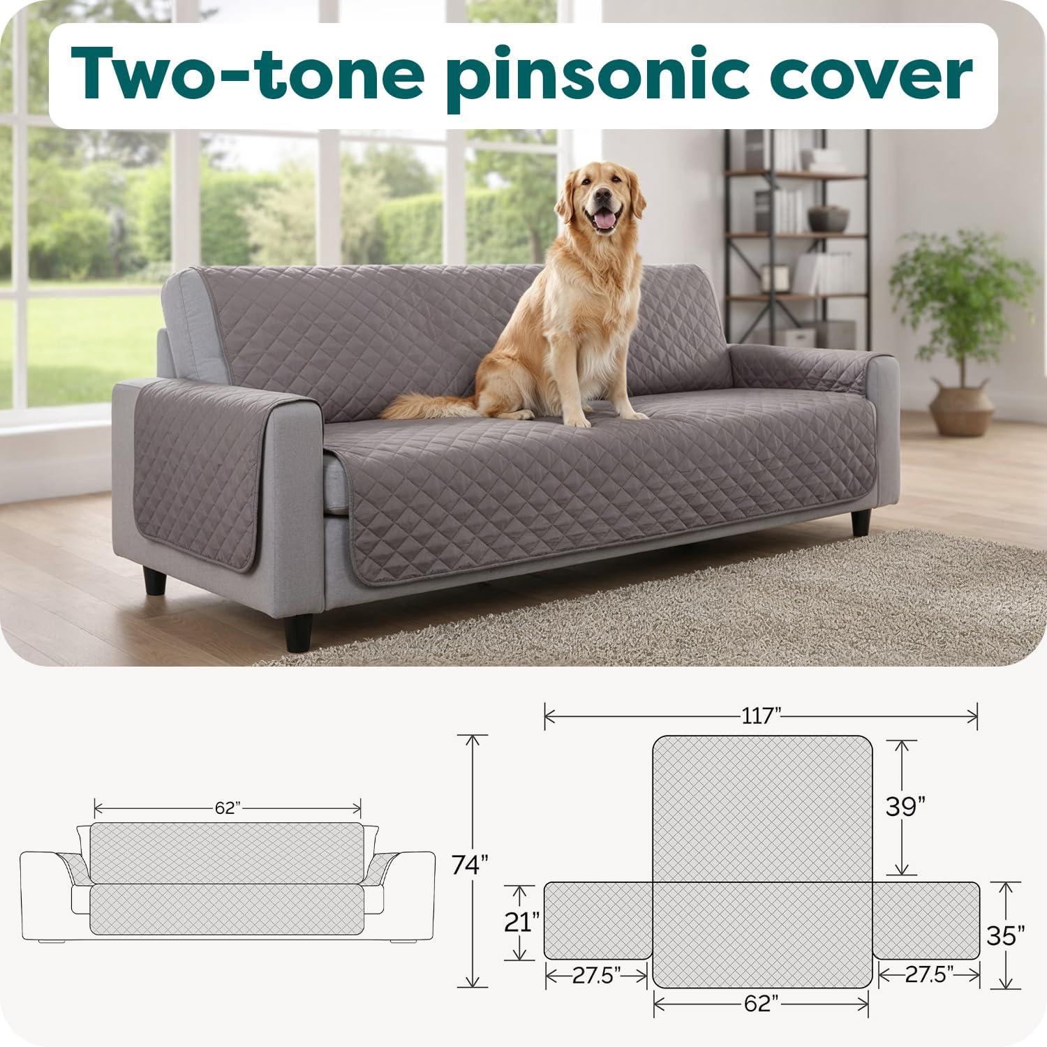 imageFurhaven WaterResistant ampamp Reversible Chair Cover Protector for Dogs Cats ampamp Children TwoTone Pinsonic Quilted Living Room Furniture Cover GrayMist ChairGrayMist
