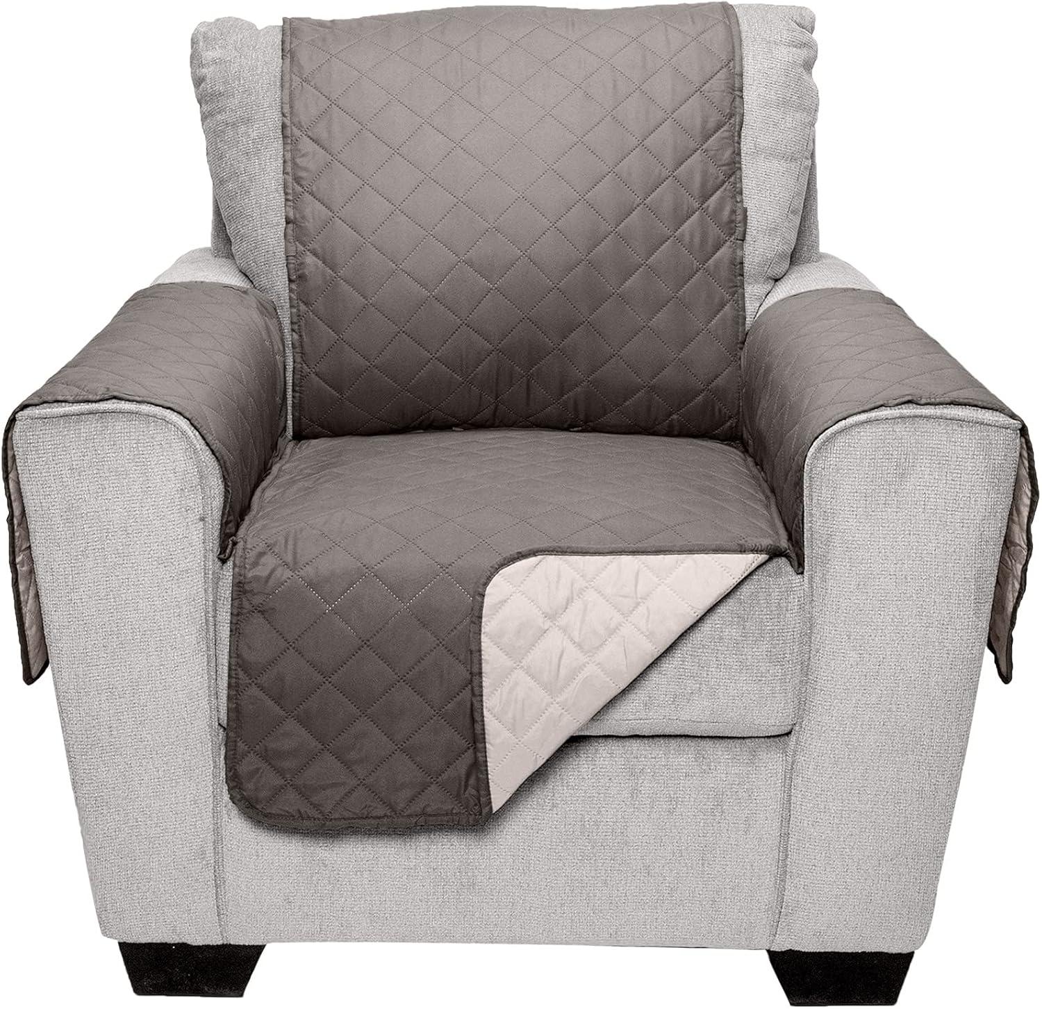 imageFurhaven WaterResistant ampamp Reversible Chair Cover Protector for Dogs Cats ampamp Children TwoTone Pinsonic Quilted Living Room Furniture Cover GrayMist ChairGrayMist