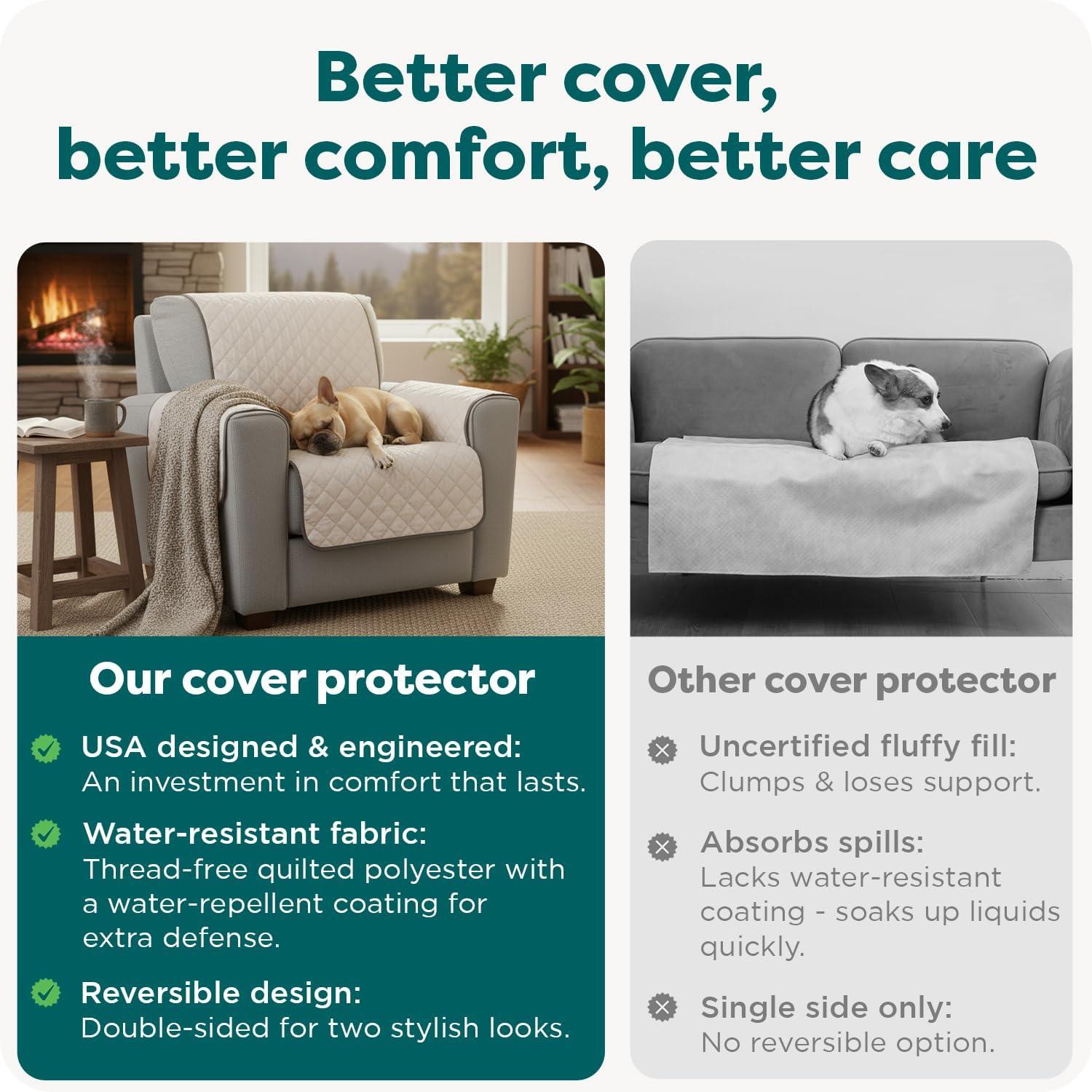 imageFurhaven WaterResistant ampamp Reversible Chair Cover Protector for Dogs Cats ampamp Children TwoTone Pinsonic Quilted Living Room Furniture Cover GrayMist ChairGrayMist