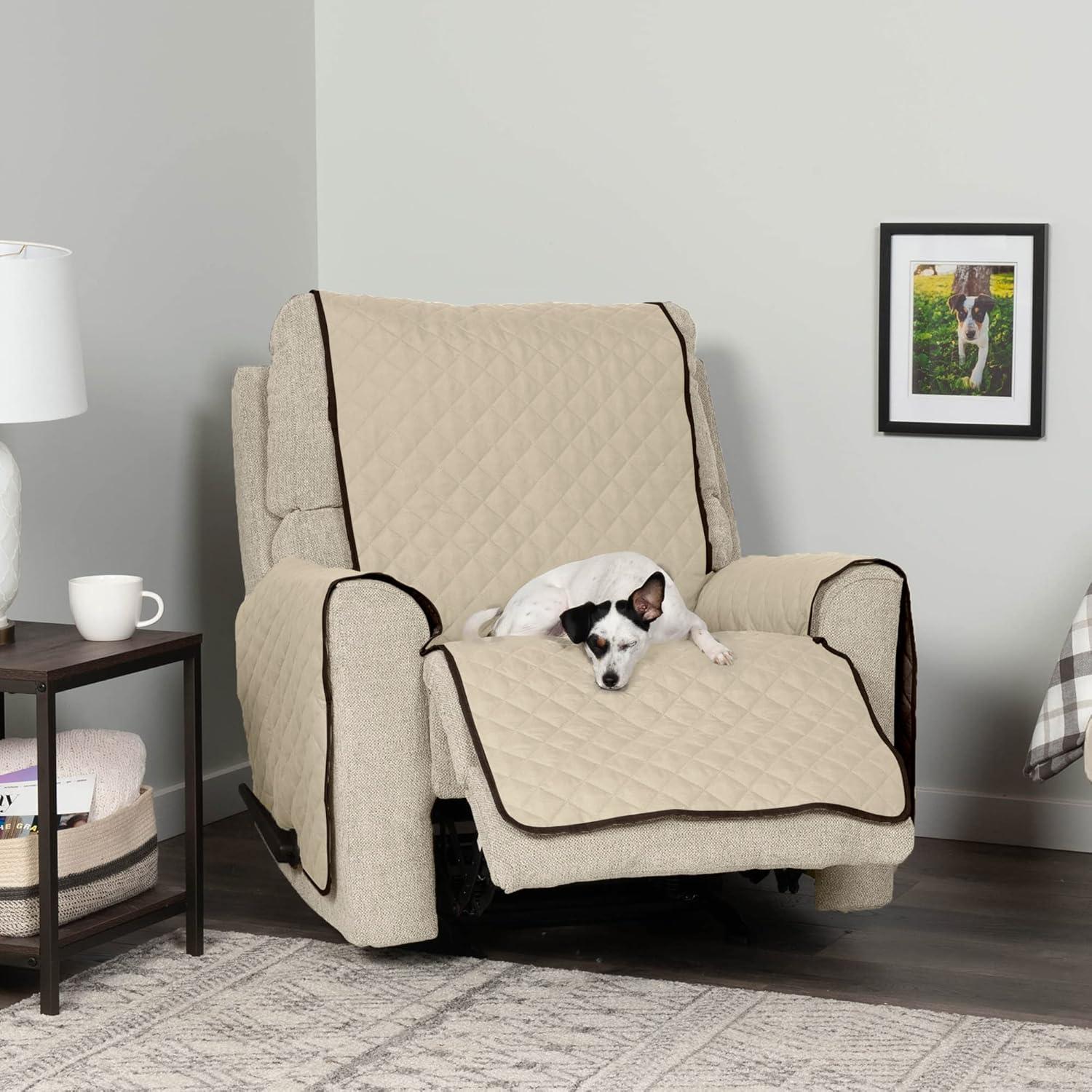 imageFurhaven WaterResistant ampamp Reversible Chair Cover Protector for Dogs Cats ampamp Children TwoTone Pinsonic Quilted Living Room Furniture Cover GrayMist ChairEspressoClay