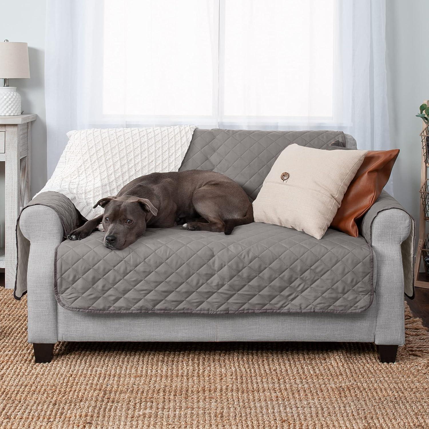 imageFurhaven WaterResistant ampamp Reversible Chair Cover Protector for Dogs Cats ampamp Children TwoTone Pinsonic Quilted Living Room Furniture Cover GrayMist ChairGrayMist