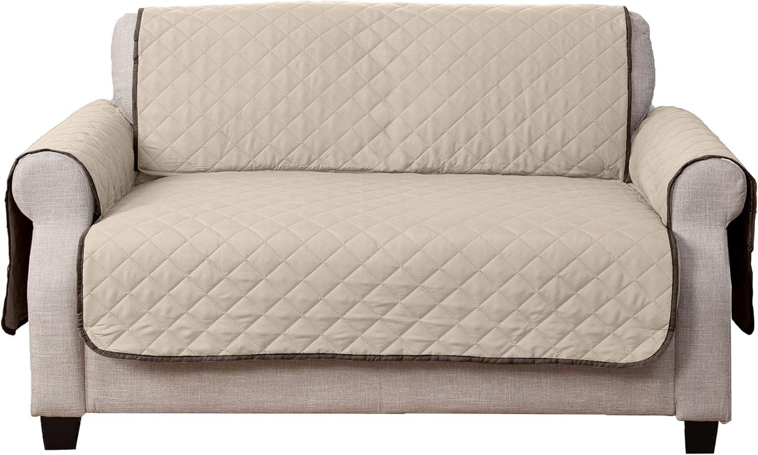 imageFurhaven WaterResistant ampamp Reversible Chair Cover Protector for Dogs Cats ampamp Children TwoTone Pinsonic Quilted Living Room Furniture Cover GrayMist ChairEspressoClay