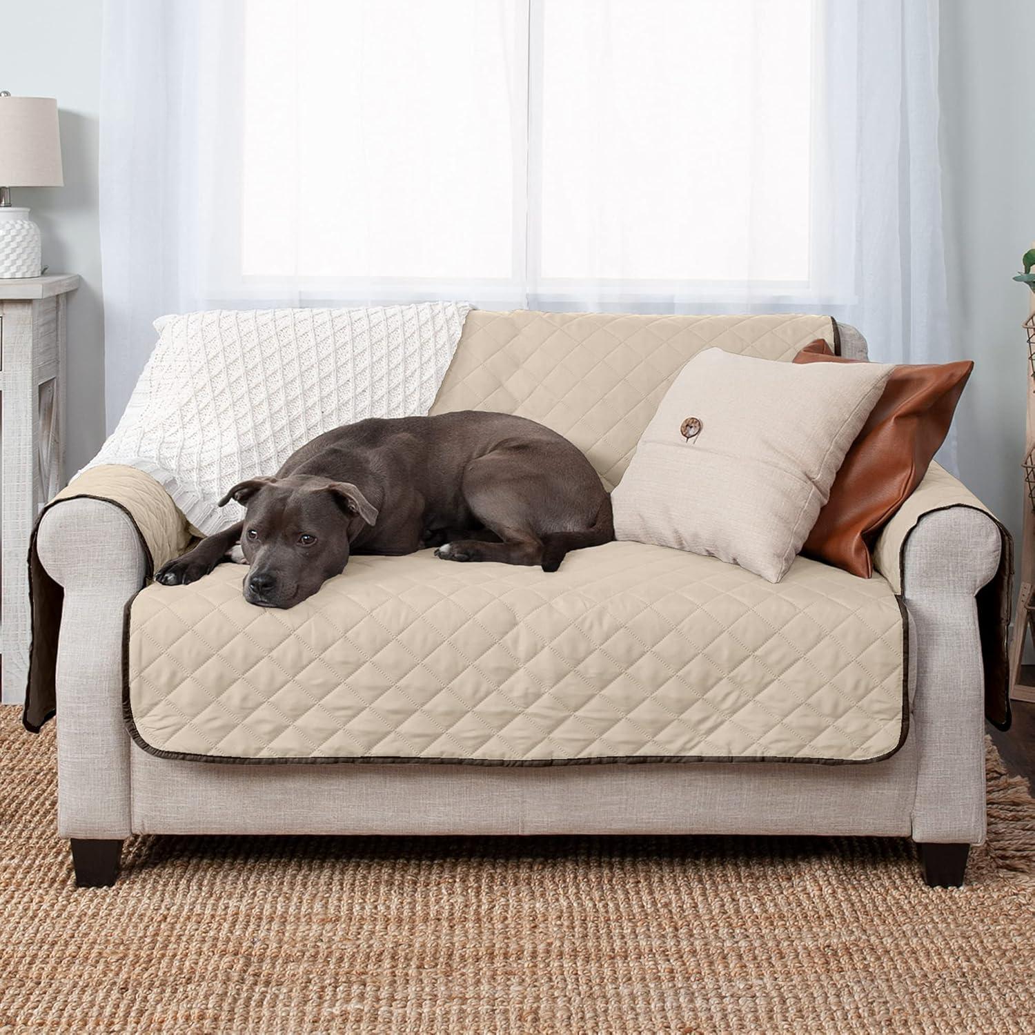 imageFurhaven WaterResistant ampamp Reversible Chair Cover Protector for Dogs Cats ampamp Children TwoTone Pinsonic Quilted Living Room Furniture Cover GrayMist ChairEspressoClay