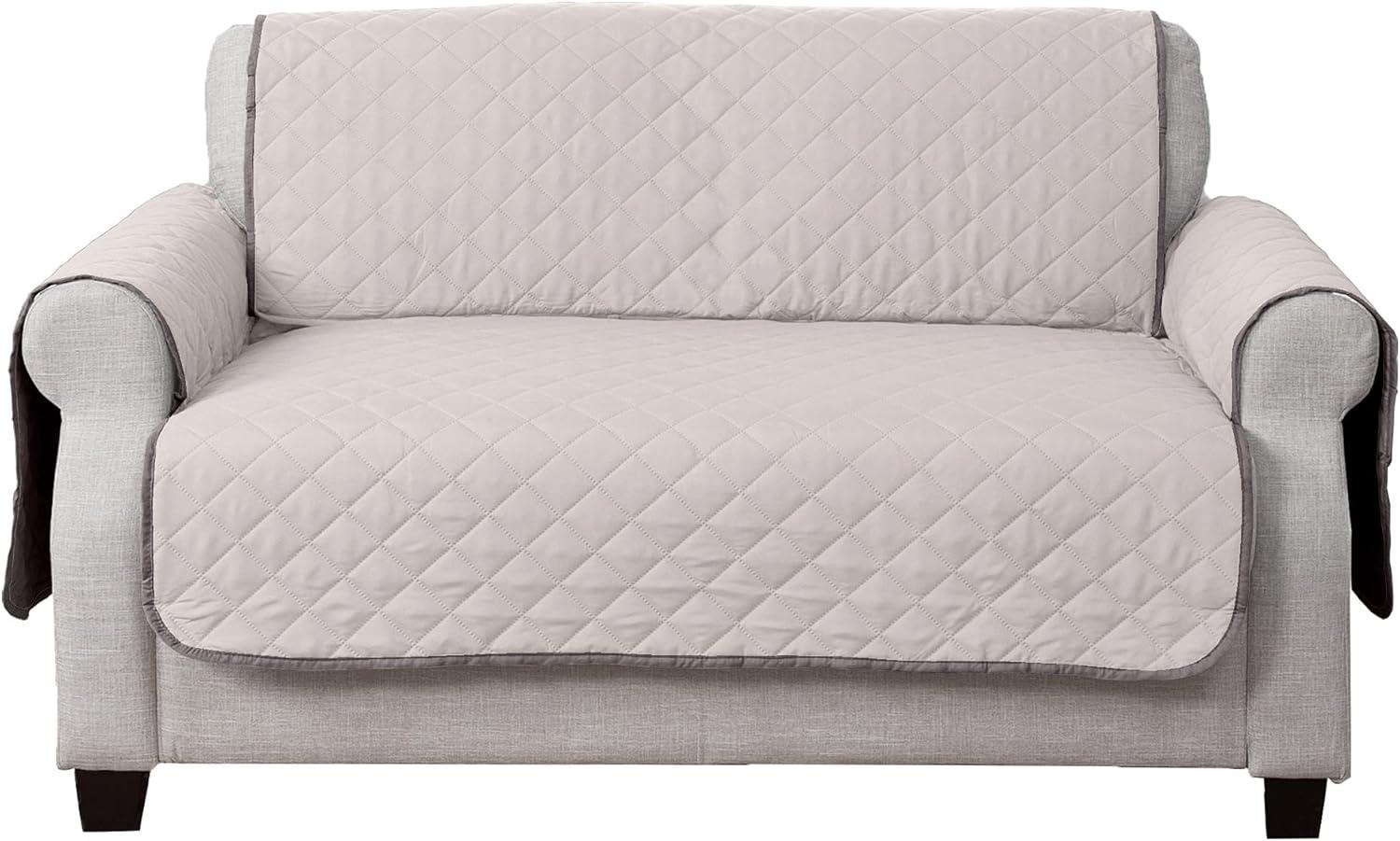 imageFurhaven WaterResistant ampamp Reversible Chair Cover Protector for Dogs Cats ampamp Children TwoTone Pinsonic Quilted Living Room Furniture Cover GrayMist ChairGrayMist