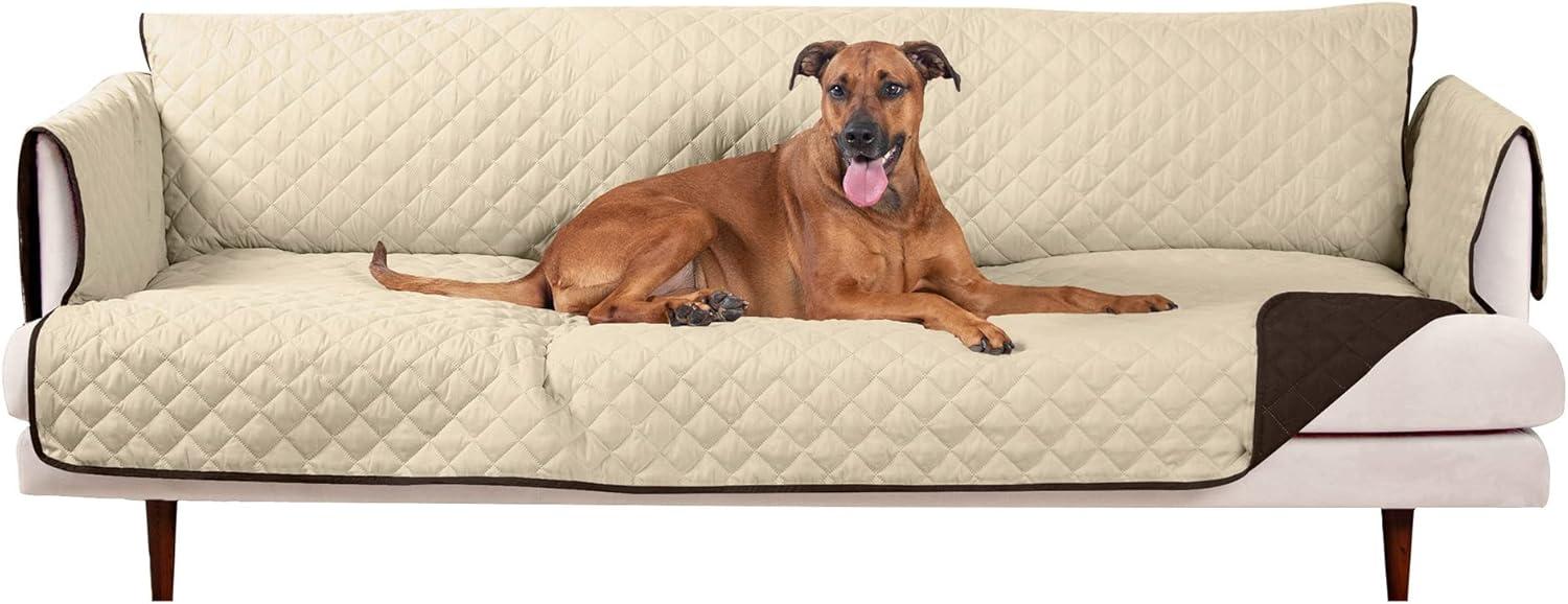 imageFurhaven WaterResistant ampamp Reversible Chair Cover Protector for Dogs Cats ampamp Children TwoTone Pinsonic Quilted Living Room Furniture Cover GrayMist ChairEspressoClay